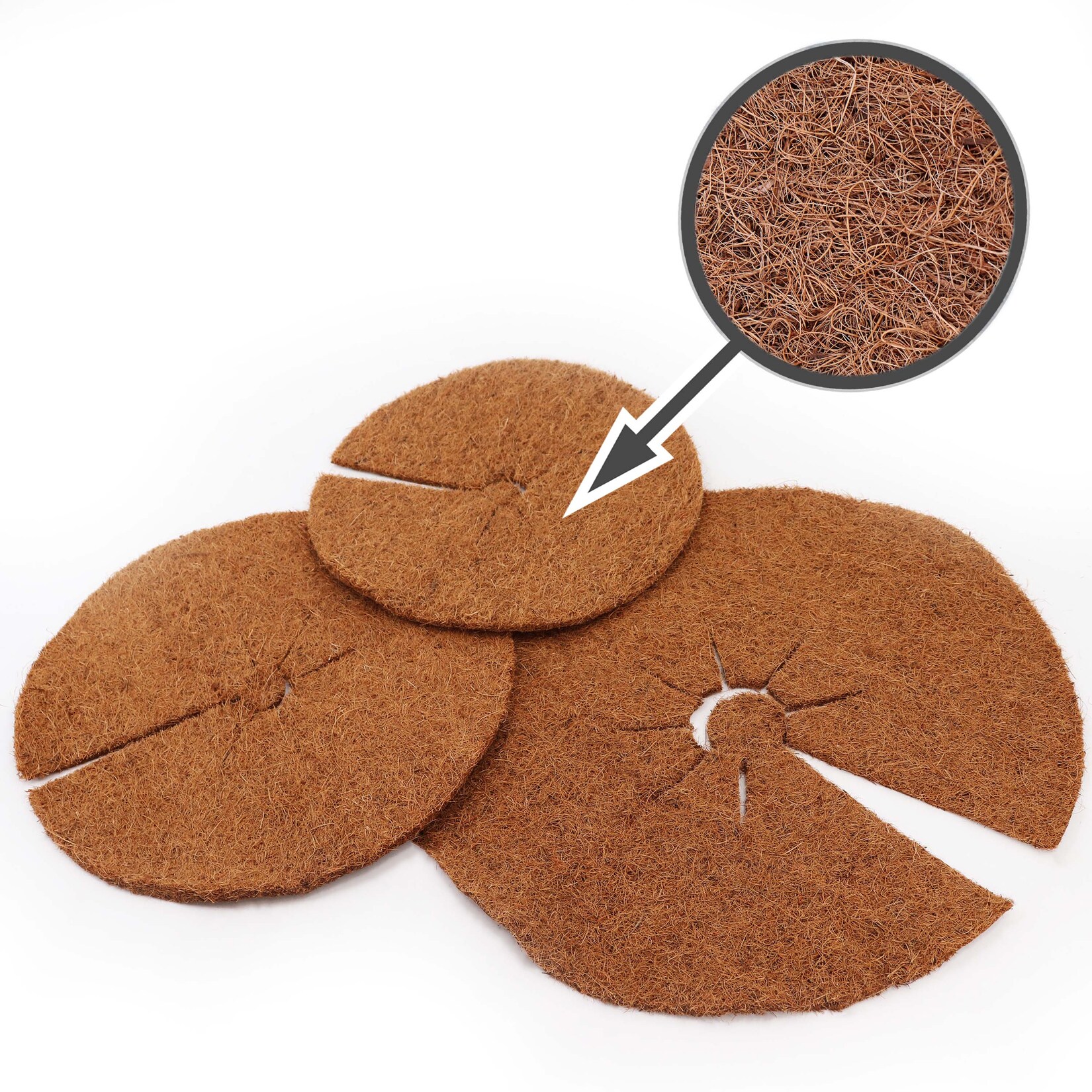 Aquagart 4 Kokos Mulchscheiben 60cm Kokofasermatte Kokosfaser Pflanzenschutzmatte Kokos