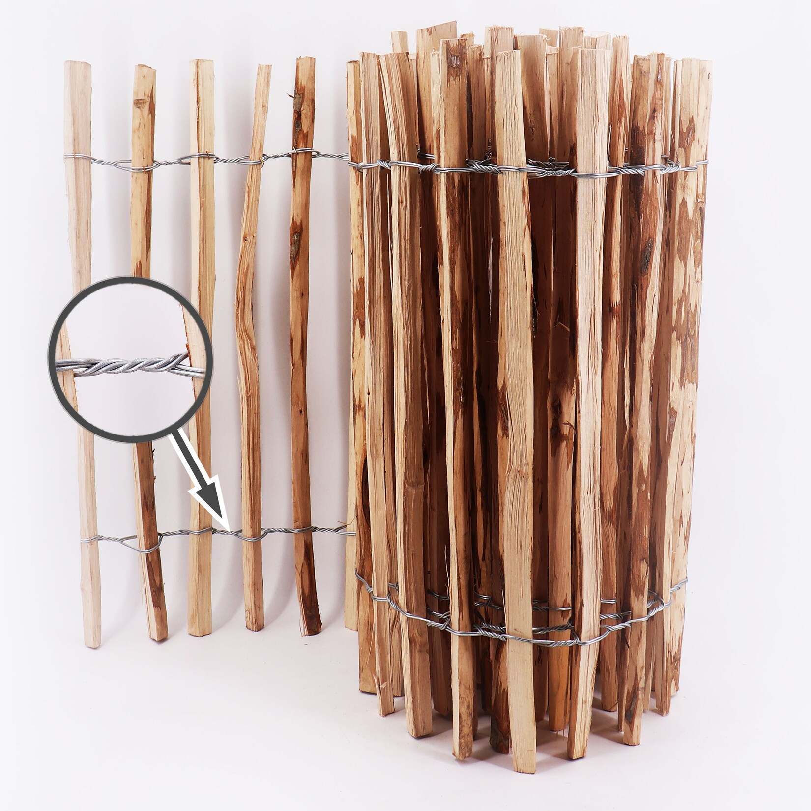 Aquagart 5m Komplett Set Staketenzaun 120cm hoch Lattenabstand 4-6cm mit 5 Holzpfosten 1,5m lang & Krampen