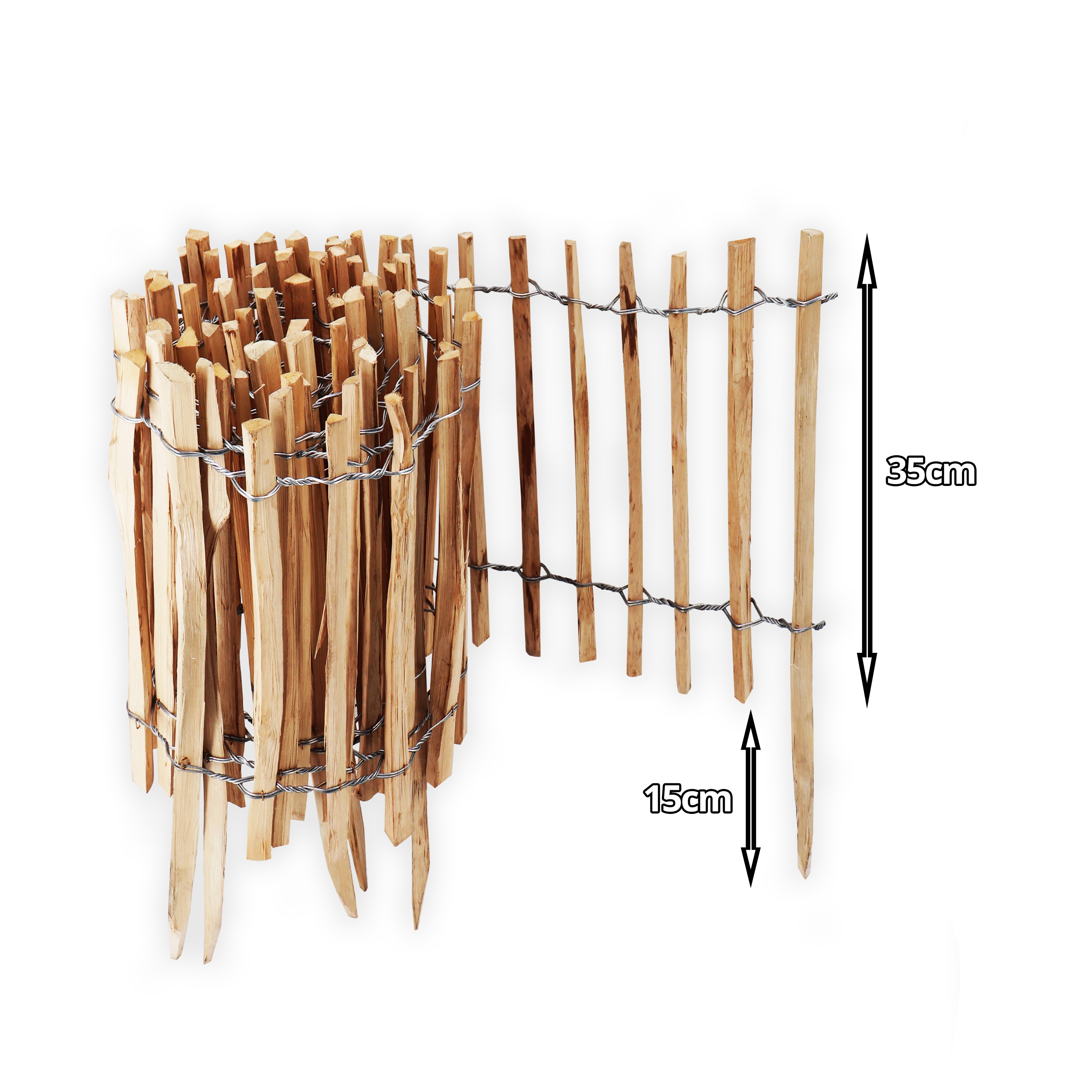 Aquagart 50m Staketenzaun Rollboarder 35cm hoch Lattenabstand 4-6cm Gartenzaun aus Haselnuss Holzzaun 