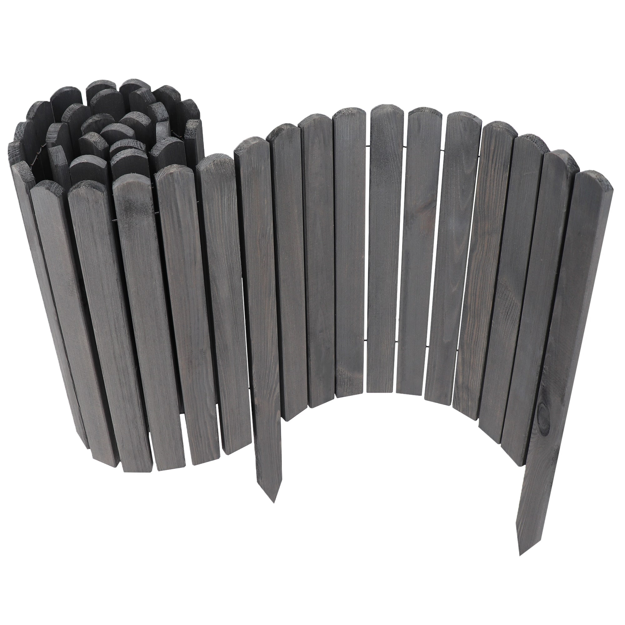 Aquagart 3 x Holz Rollzaun Grau 10x200 cm Beeteinfassung f&uuml;r Beet-& Rasenabgrenzungen I Flexible Beetumrandung f&uuml;r Wege 