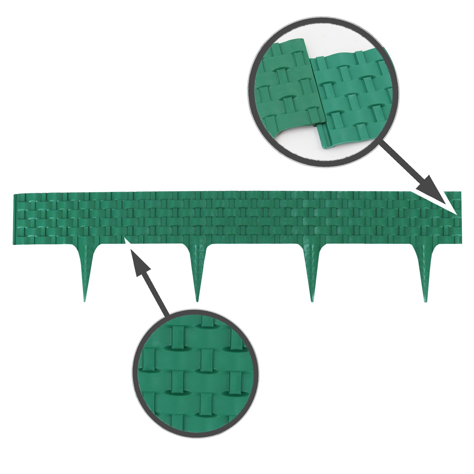 Aquagart Rasenkante Rattanoptik I Grün I 20x80 cm Module I Kunststoff Beeteinfassung für Beet-& Rasenabgrenzungen I Flexible Beetumrandung