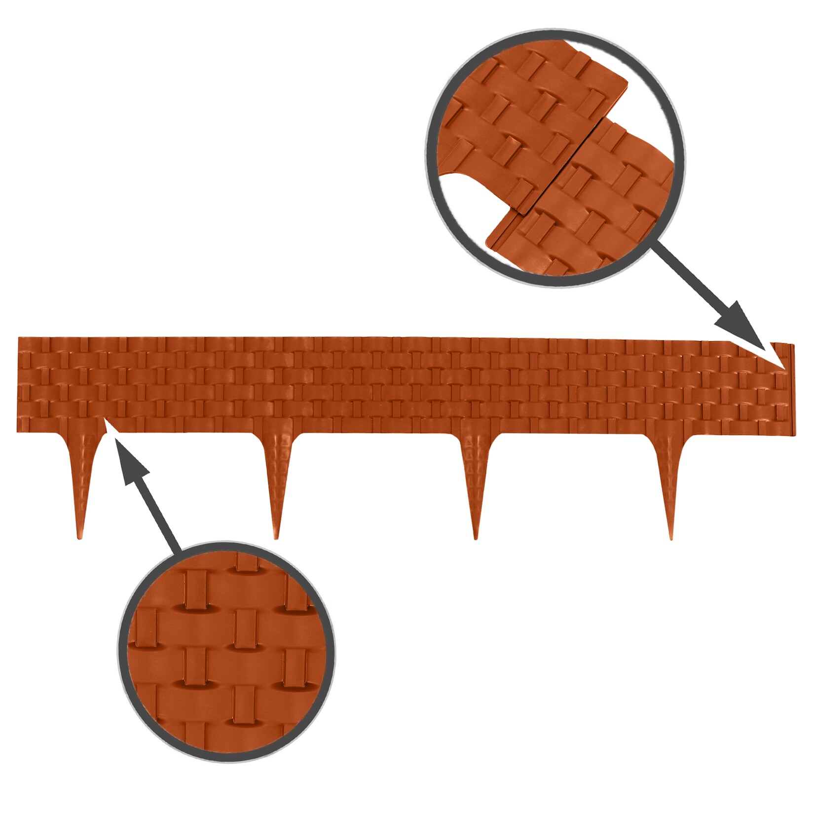 Aquagart Rasenkante Rattanoptik I Terracotta I 20x80 cm Module I Kunststoff Beeteinfassung für Beet-& Rasenabgrenzungen I Flexible Beetumrandung