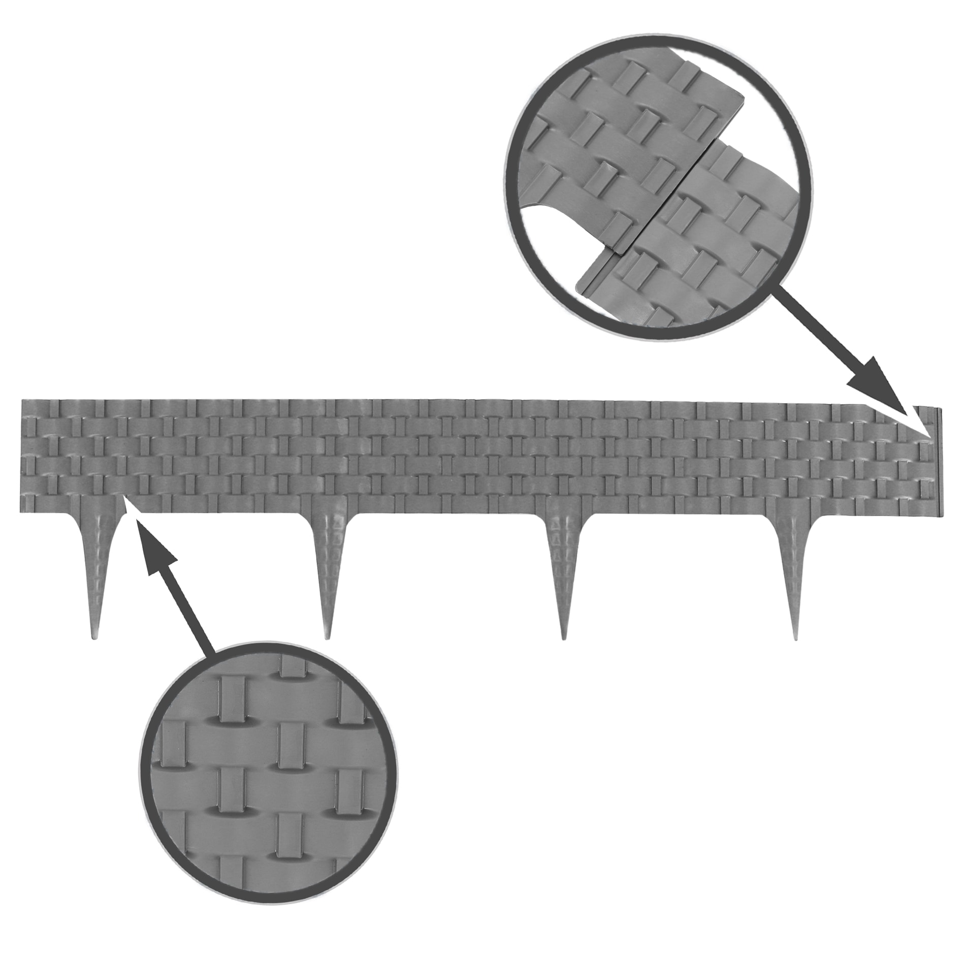 Aquagart Rasenkante Rattanoptik I Grau I 16x80 cm Module I Kunststoff Beeteinfassung f&uuml;r Beet-& Rasenabgrenzungen I Flexible Beetumrandung 
