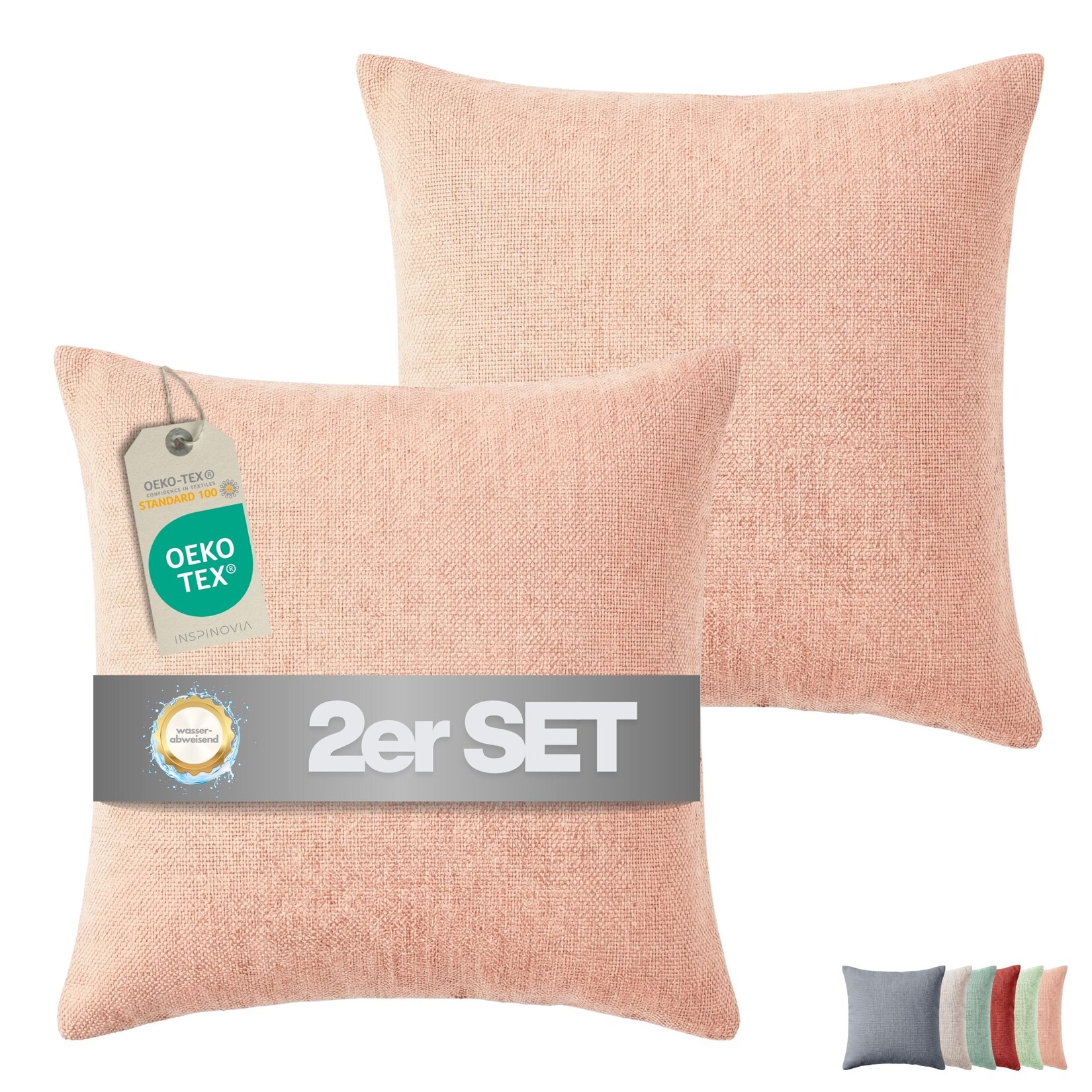 Outdoor Kissen 2er Set inkl. Füllung 45 x 45 cm Apricot, nachhaltig und OEKO-TEX zertifiziert