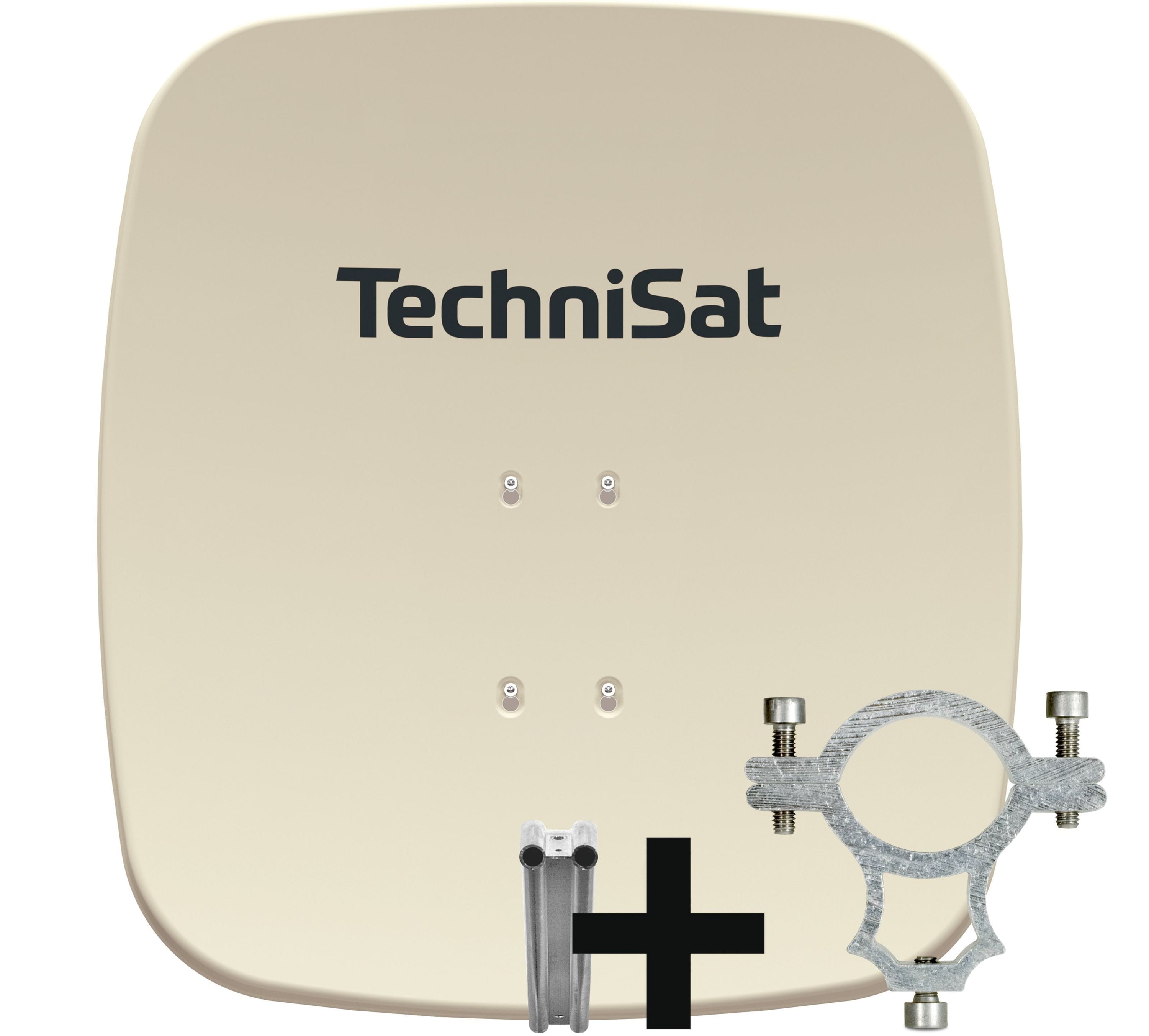 TechniSat SATMAN 65 PLUS | Sat-Antenne inkl. Halteschelle und Halterung | rot beige 