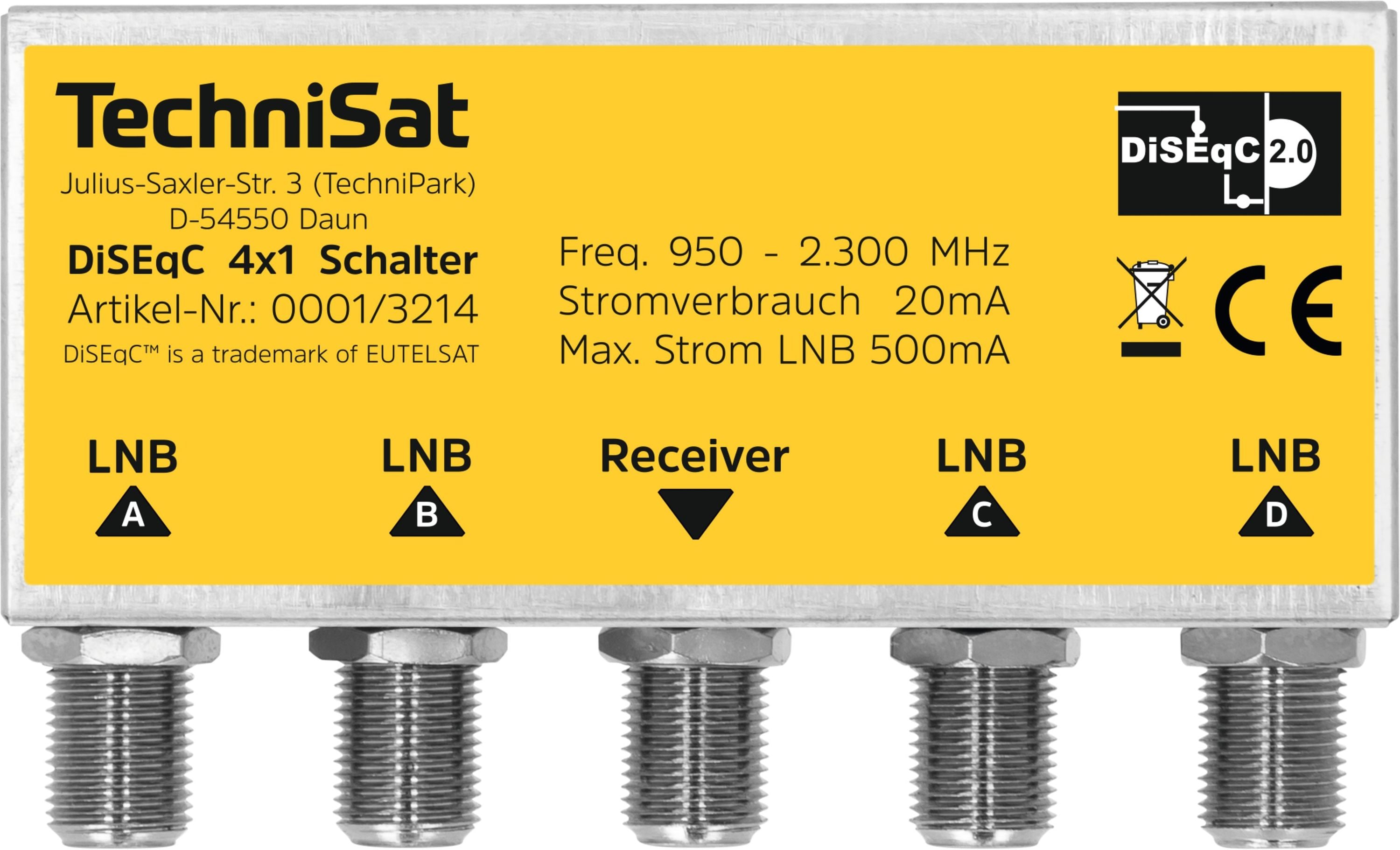 TechniSat DiSEqC 4x1 Switch | DiSEqC 4x1 Schalter mit Wetterschutzgeh&auml;use 