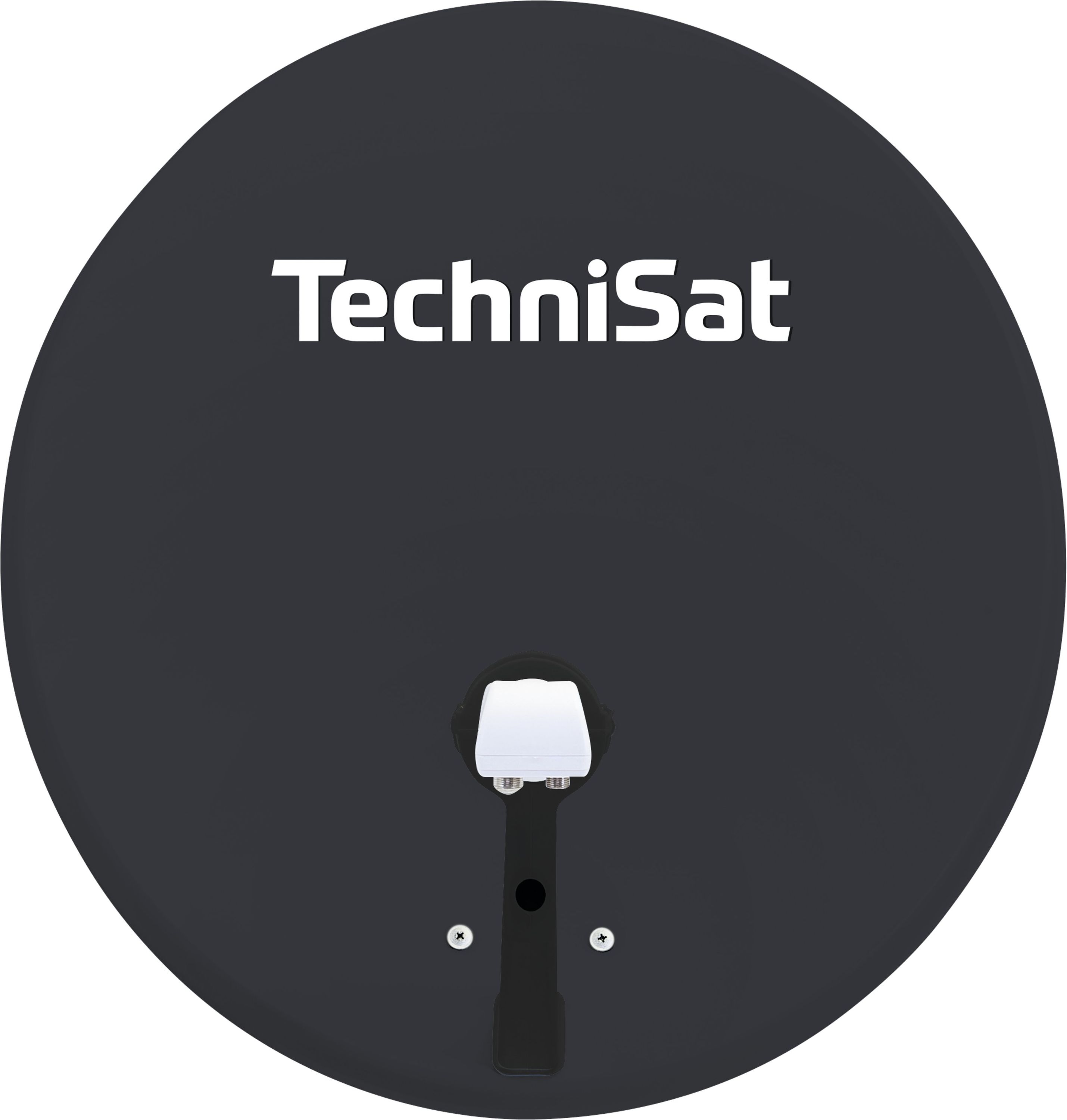 TechniSat TECHNITENNE 60 | 60 cm Satelliten-Sch&uuml;ssel mit Twin-LNB | lichtgrau anthrazit 