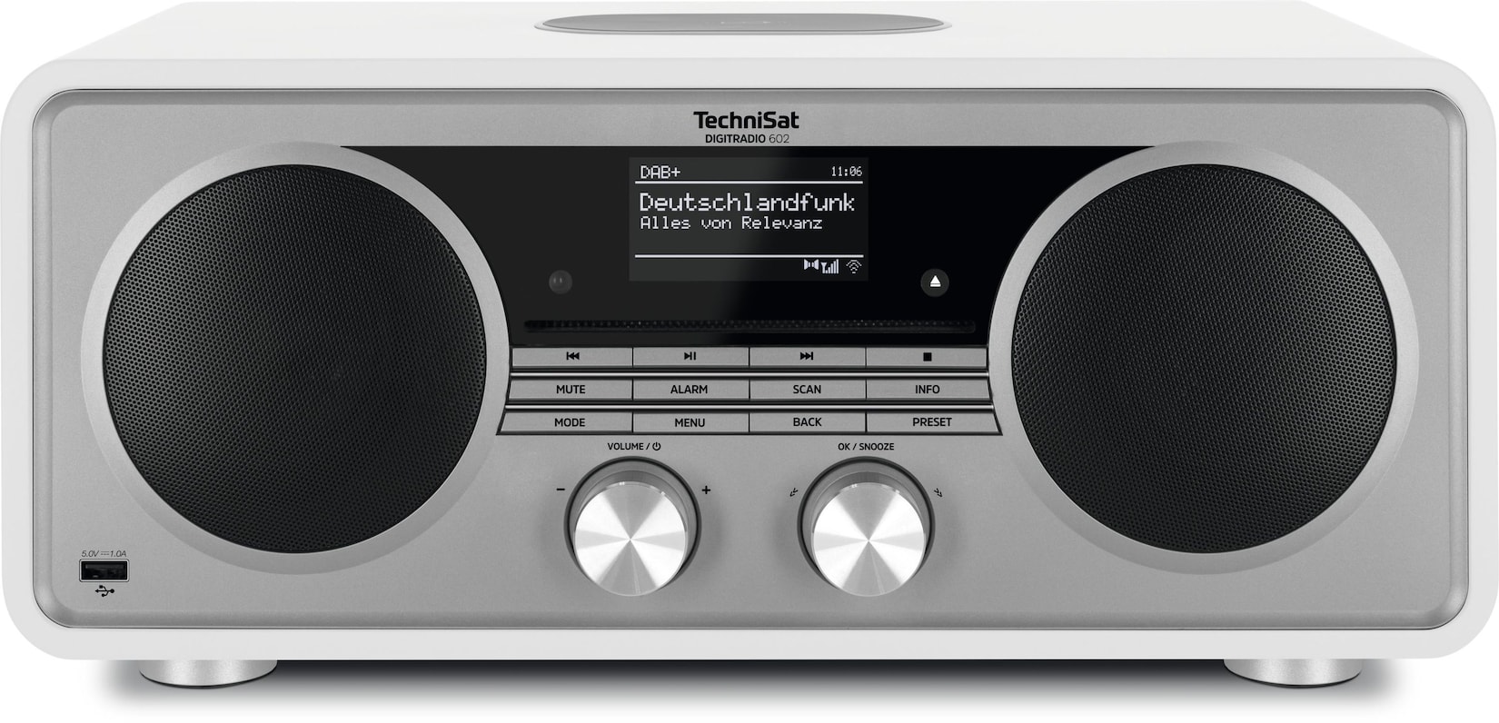 TechniSat DIGITRADIO 602 Kompaktanlage mit DAB, UKW, Internet, 70 W weiß/silber