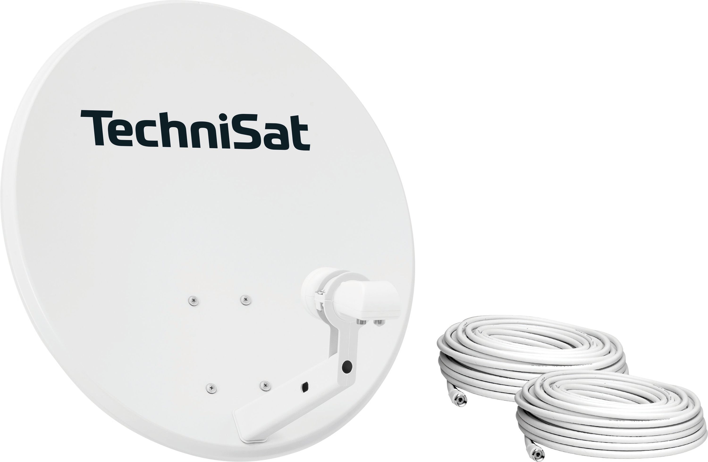 TechniSat TECHNITENNE 60 - SAT-Anlage, 60 cm Durchmesser, f&uuml;r 2 Teilnehmer, inkl. Twin-LNB, 2x10m Kabel lichtgrau 