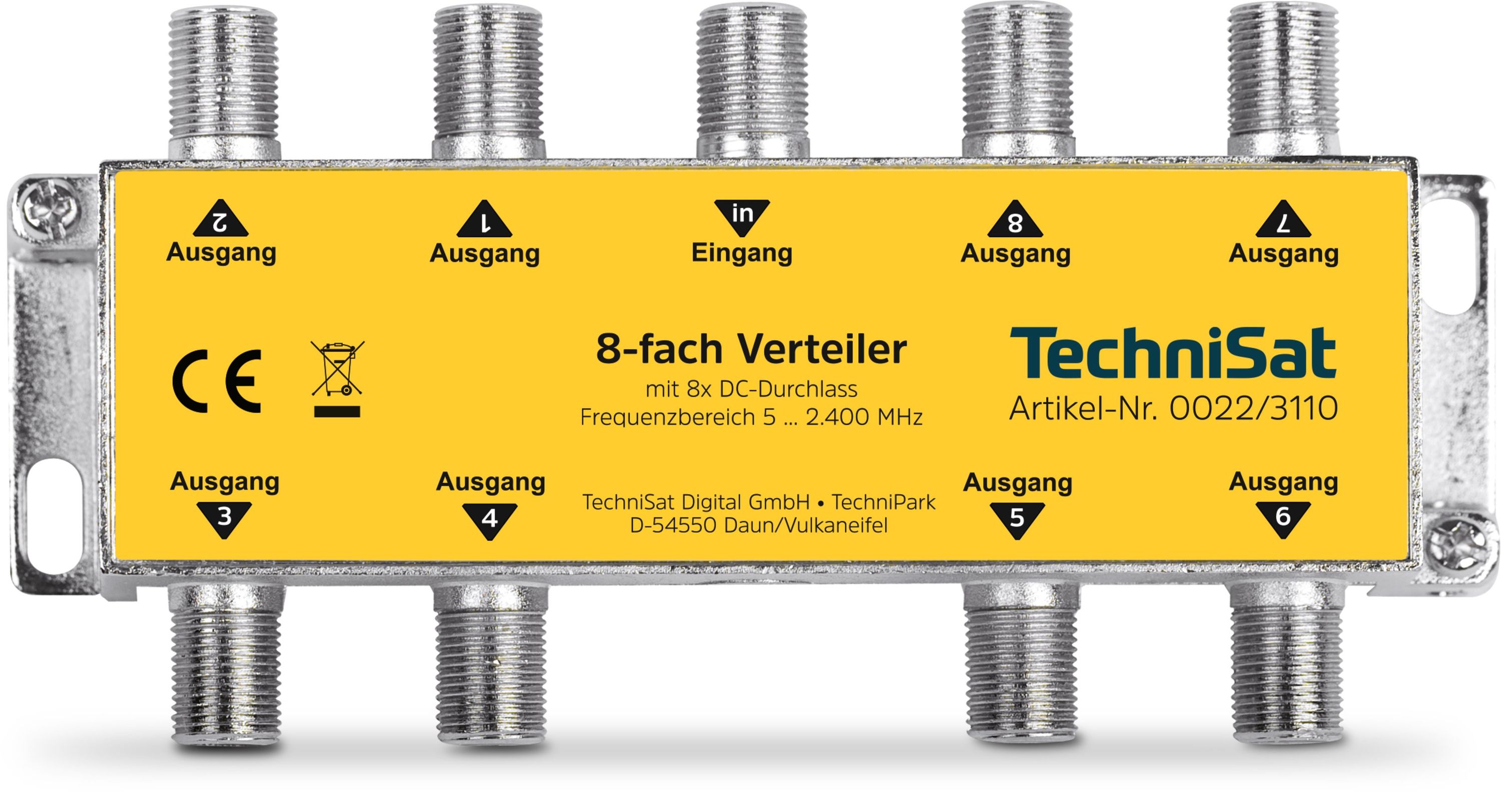 TechniSat 8-Wege-Verteiler | Sat-Verteiler mit DC-Durchlass f&uuml;r TECHNIROUTER 