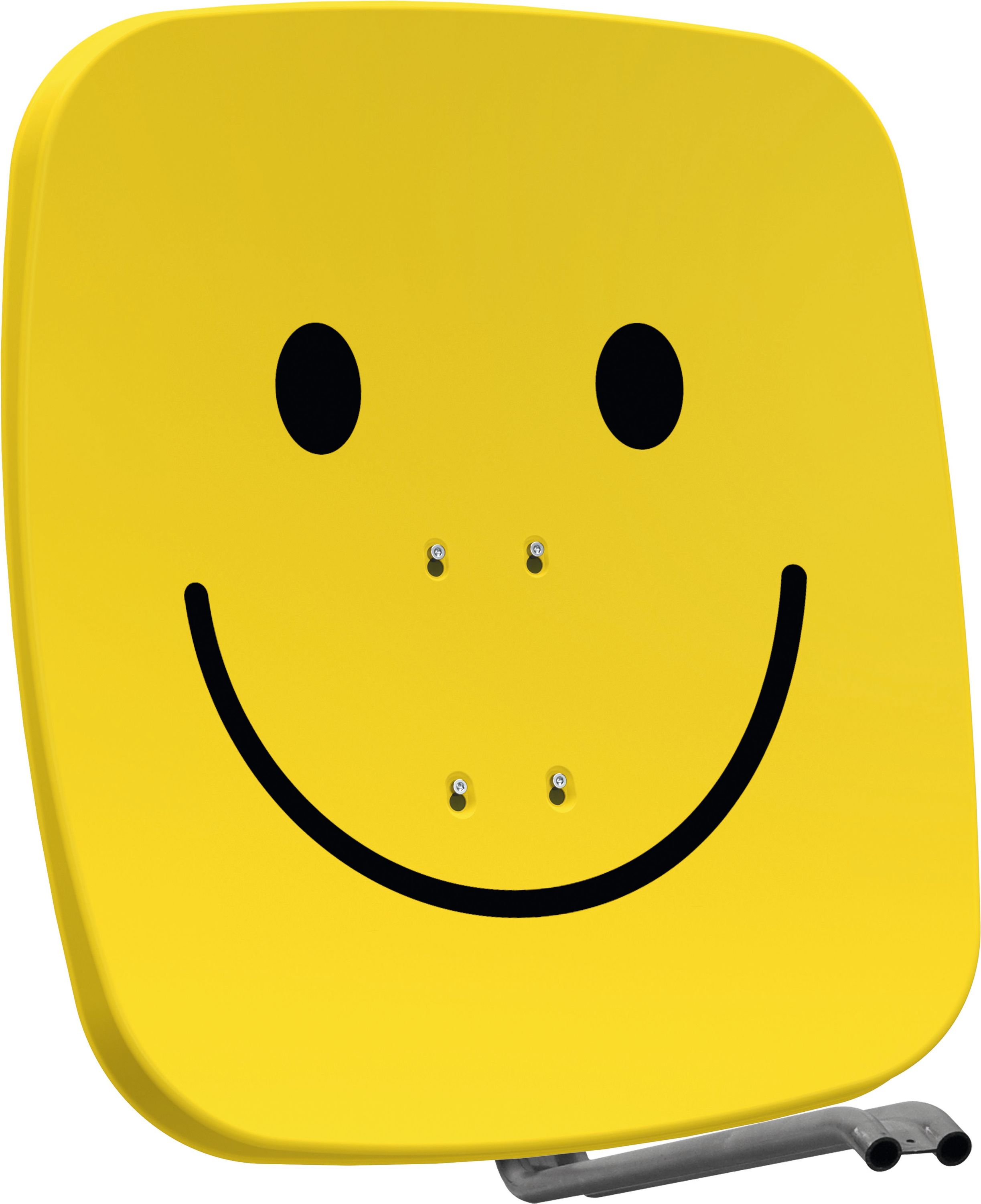 TechniSat SATMAN 65 PLUS, 65 cm SAT-Spiegel ohne LNB (f&uuml;r UNYSAT LNB) gelb mit smiley 