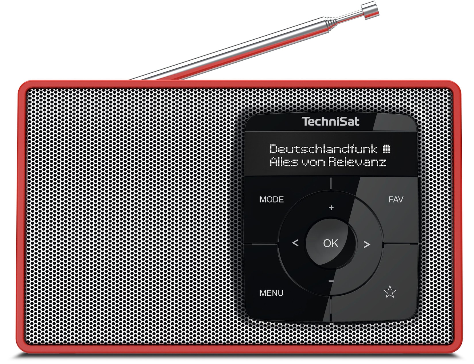 TechniSat DIGITRADIO 2 Portables DAB+/UKW-Radio, Bluetooth rot/silber