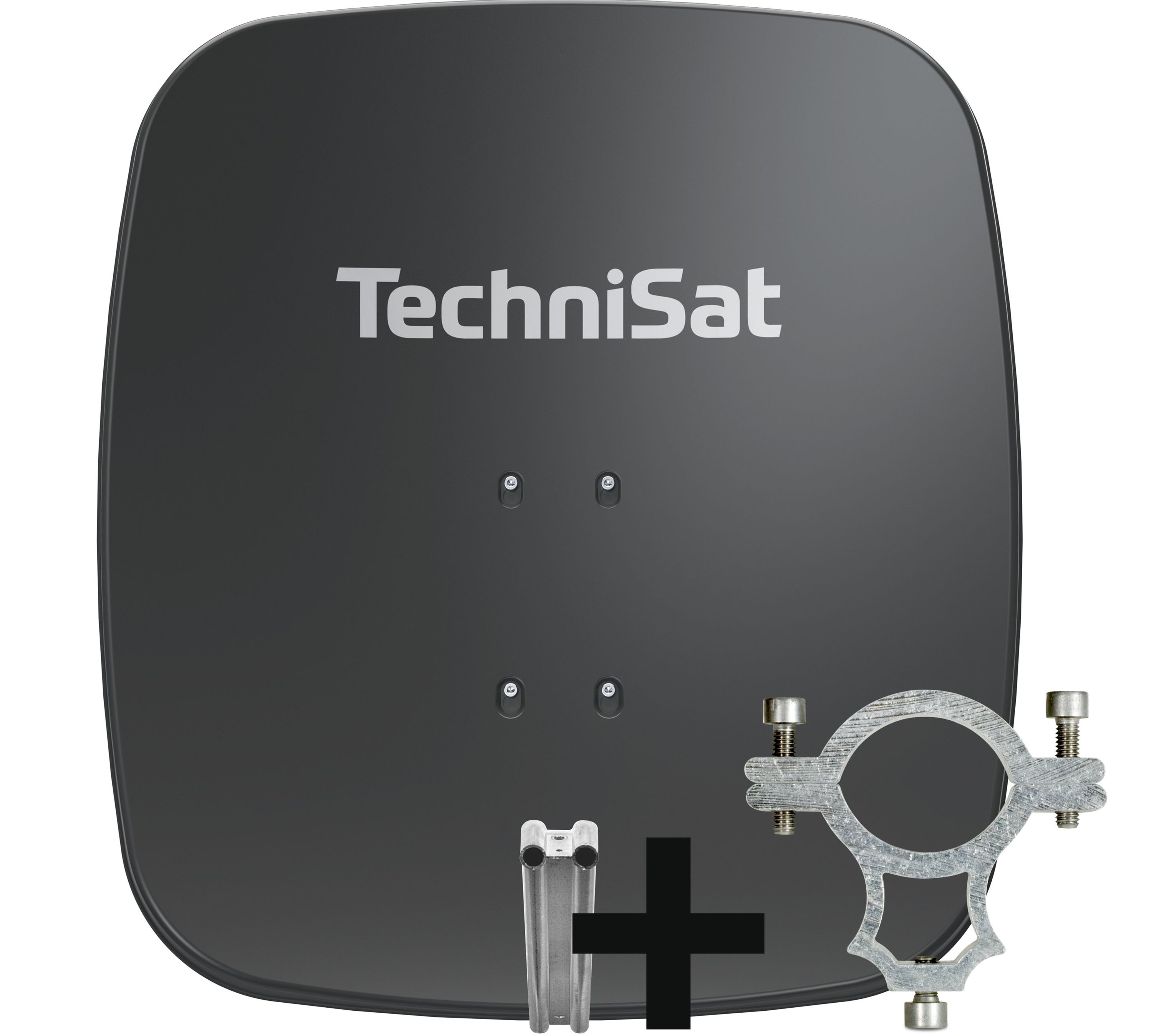 TechniSat SATMAN 65 PLUS | Sat-Antenne inkl. Halteschelle und Halterung | rot schiefergrau 