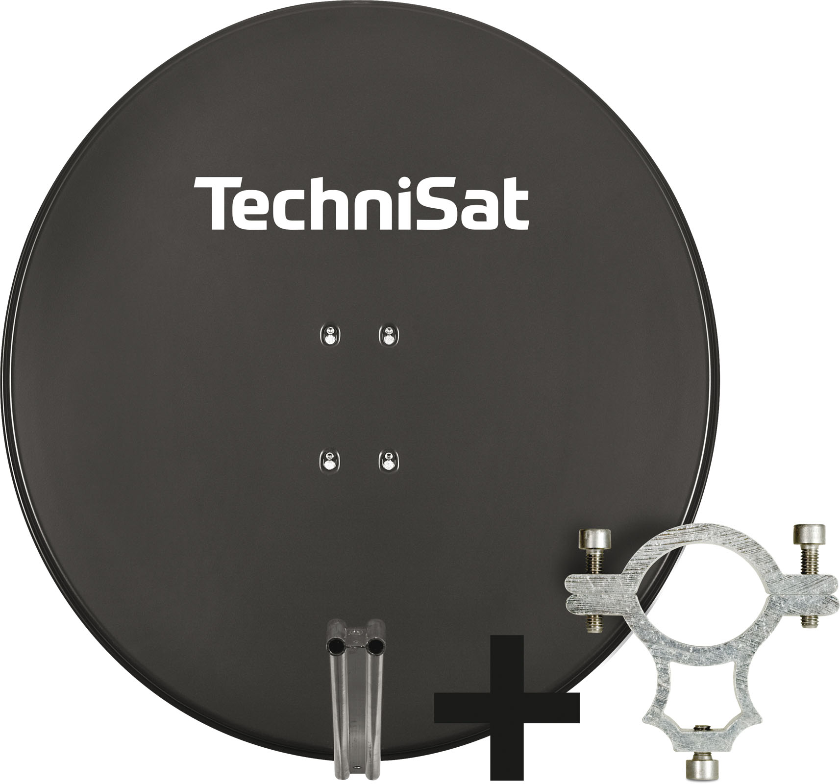 TechniSat SATMAN 850 PLUS | 85cm Sat-Antenne mit 40mm LNB-Halteschelle | rot schiefergrau 