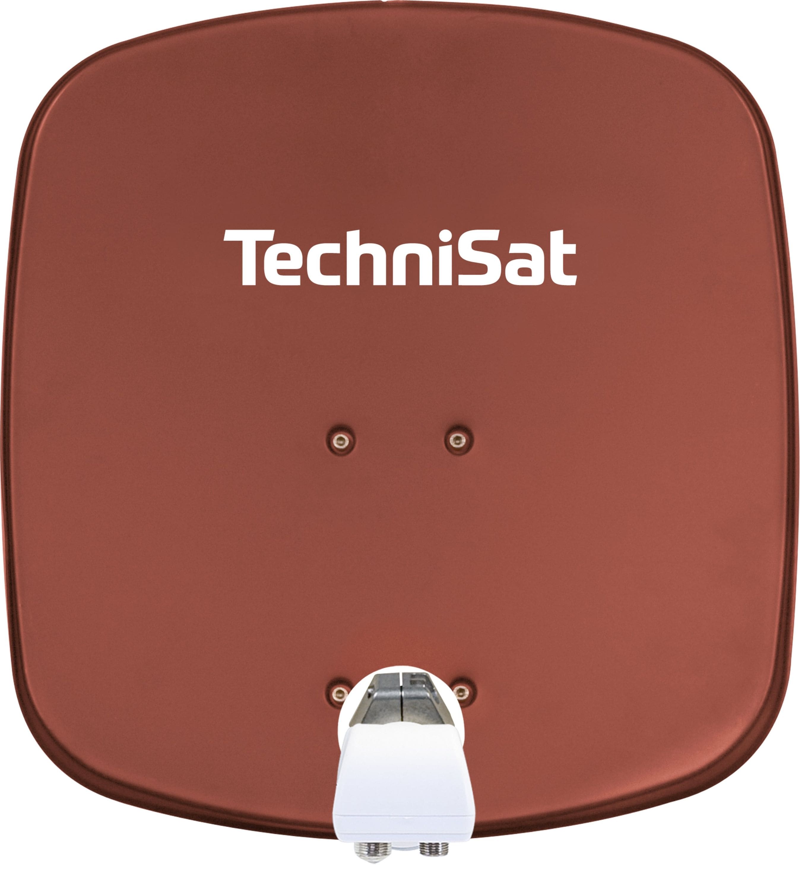 TechniSat DIGIDISH 45 | Sat-Sch&uuml;ssel mit Twin-LNB & Wandhalterung, 2 TN ziegelrot 