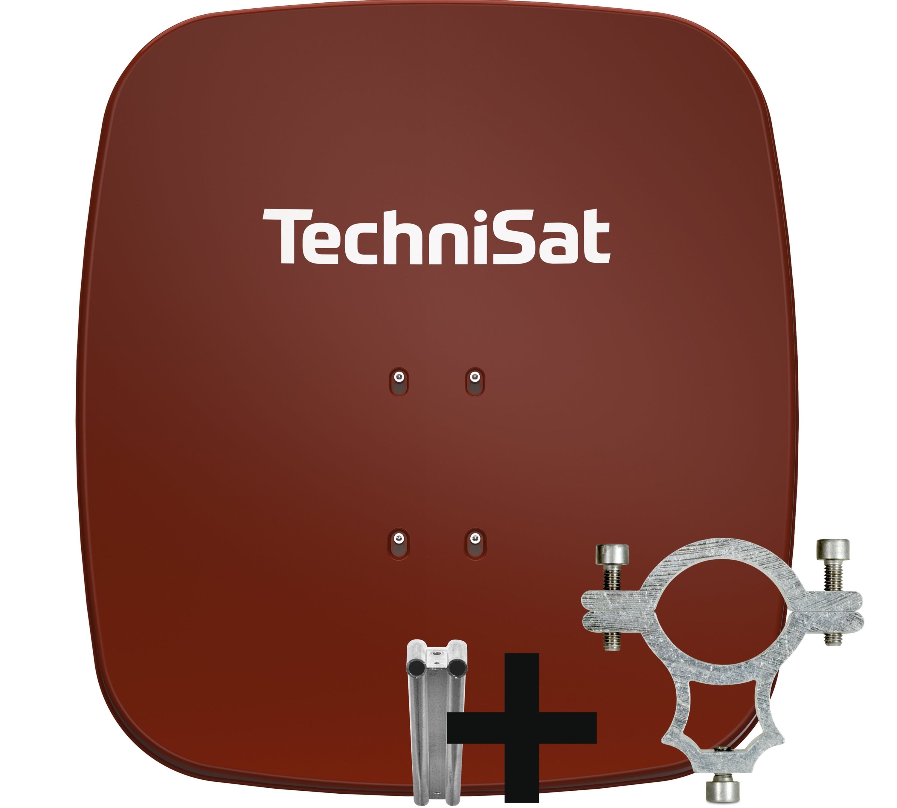 TechniSat SATMAN 65 PLUS | Sat-Antenne inkl. Halteschelle und Halterung | rot ziegelrot 