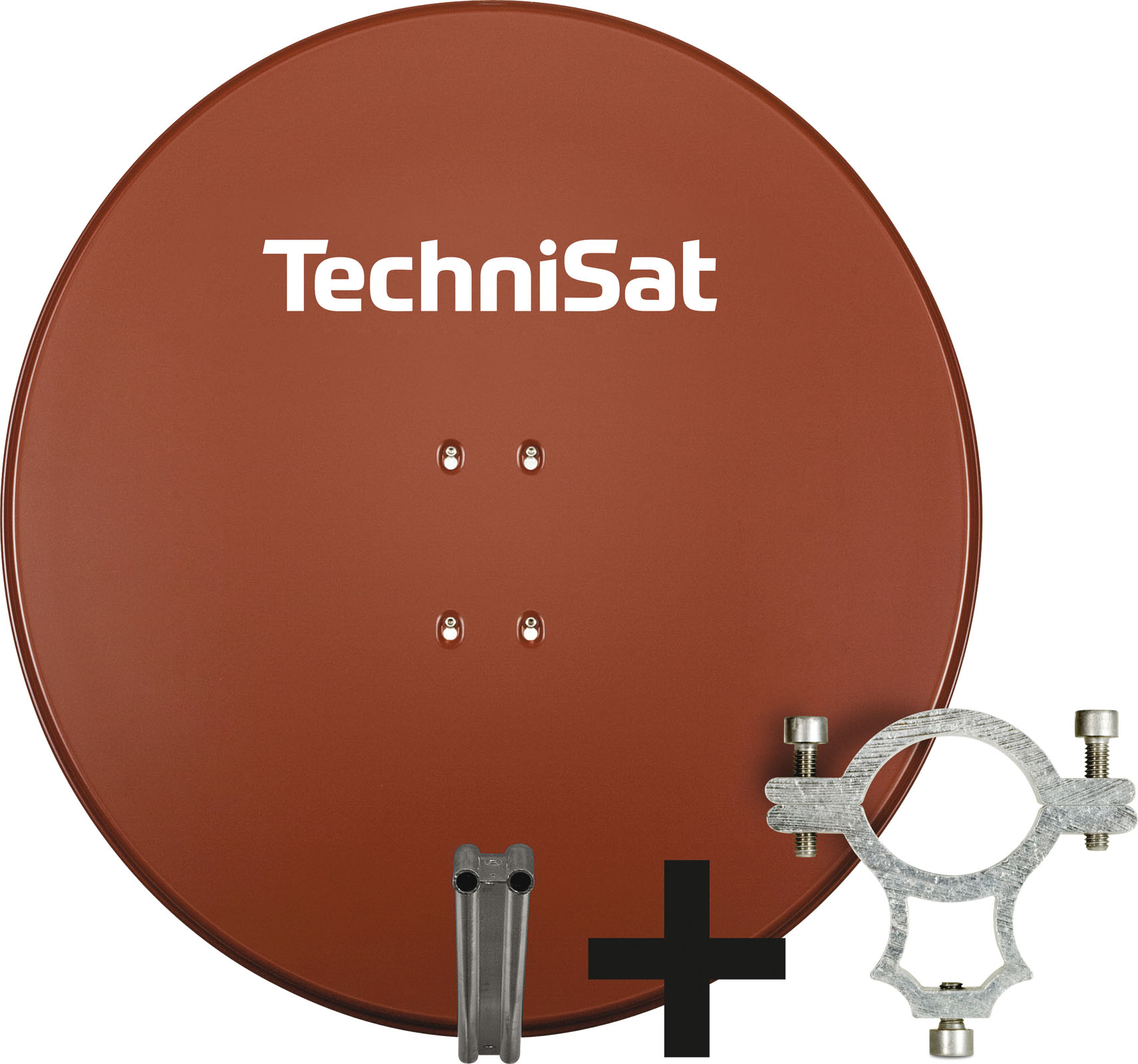 TechniSat SATMAN 850 PLUS | 85cm Sat-Antenne mit 40mm LNB-Halteschelle | rot ziegelrot 