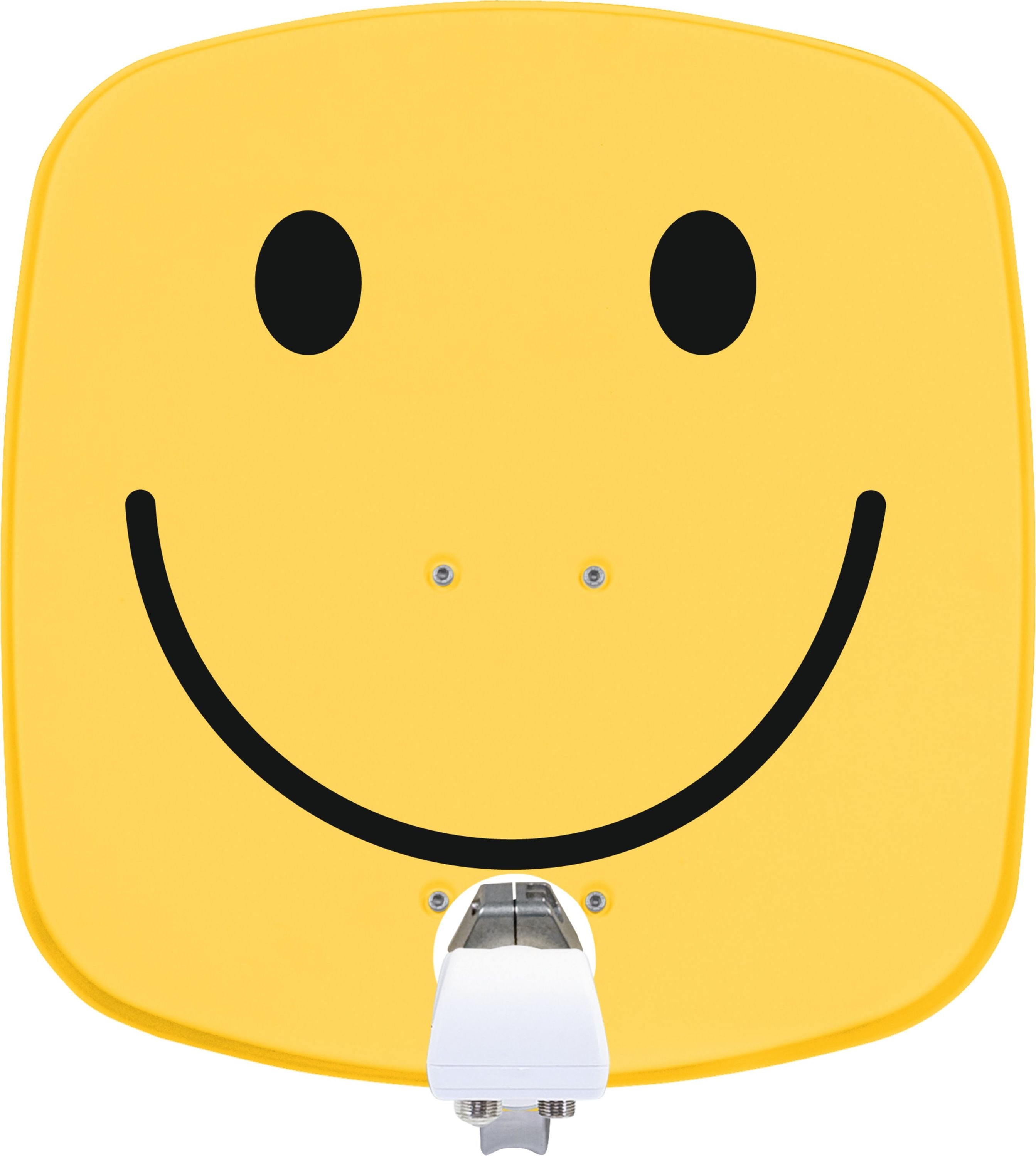 TechniSat DIGIDISH 45 | Sat-Sch&uuml;ssel mit Twin-LNB & Wandhalterung, 2 TN gelb mit smiley 