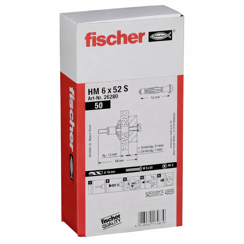 fischer Hohlraumd&uuml;bel HM 6&times;52 PV Metall Plattenbaustoffe 