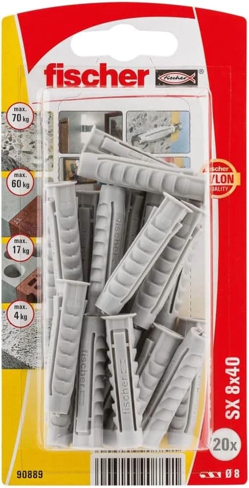 fischer SX Universald&uuml;bel 8&times;40 mm f&uuml;r alle Baustoffe 20 Stk 