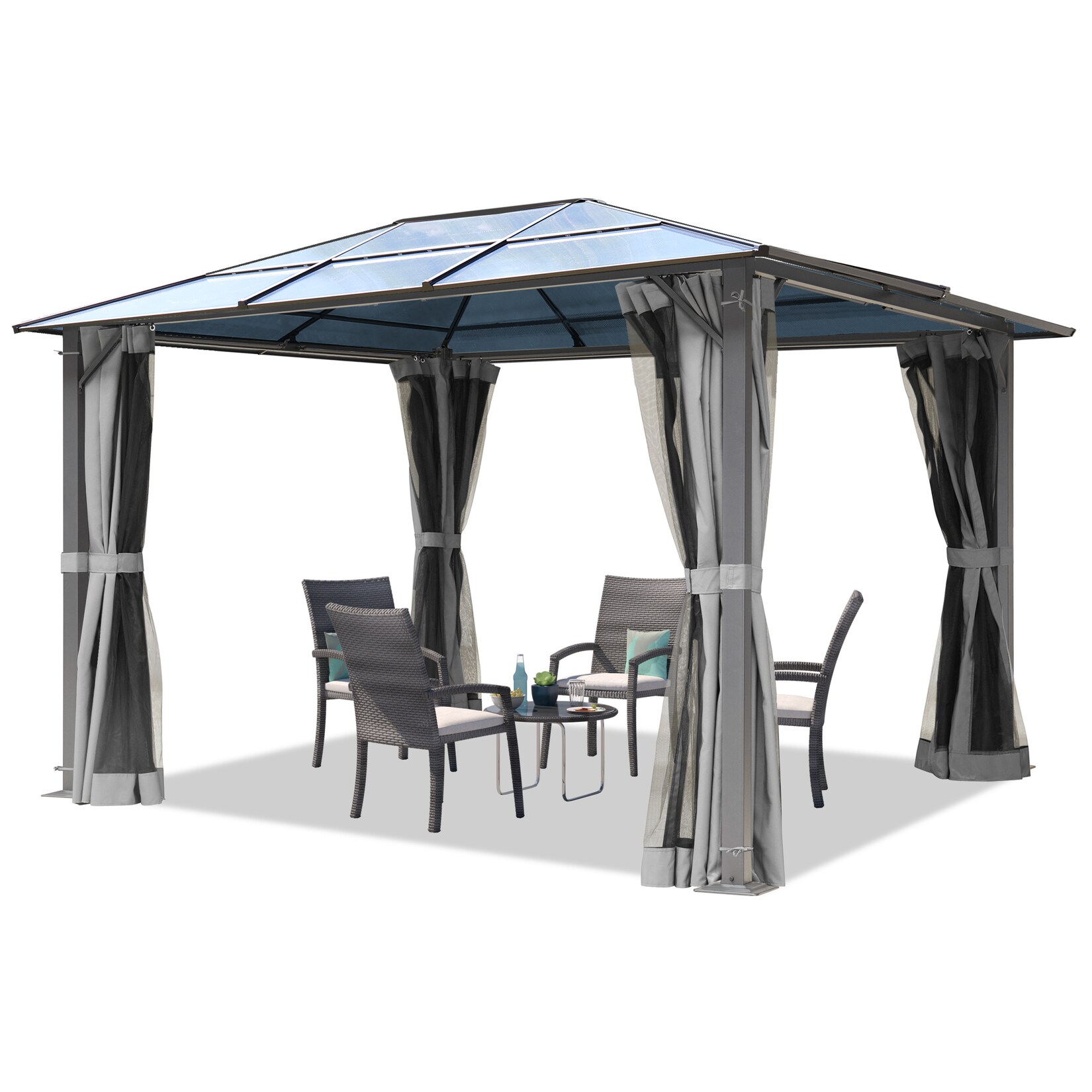 Hardtop Gartenpavillon Moonlight Deluxe , inkl. 4 Seitenteile 3x3 m