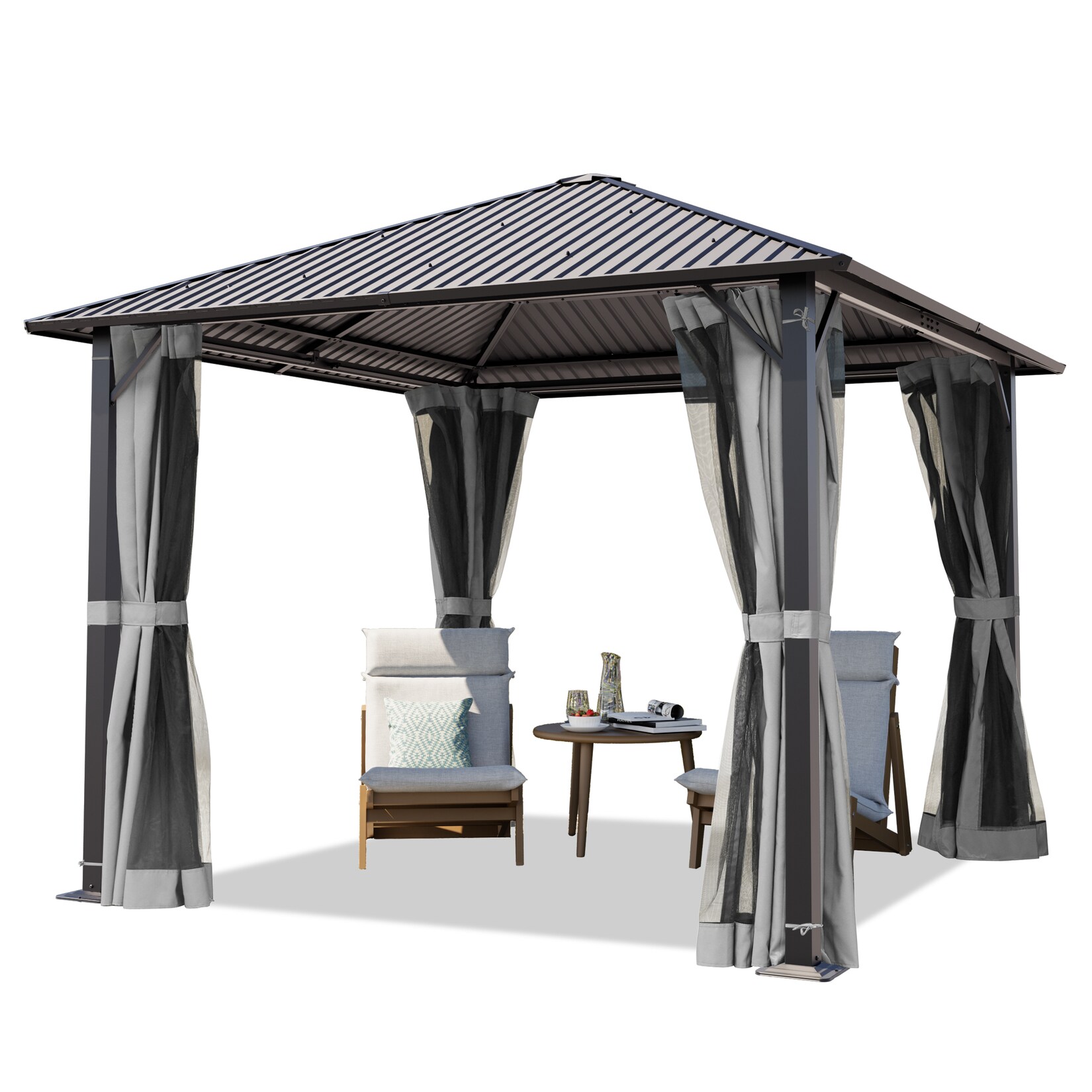 Gartenpavillon Moonlight Superior, inkl. 4 Seitenteile 3x3 m Dunkelgrau