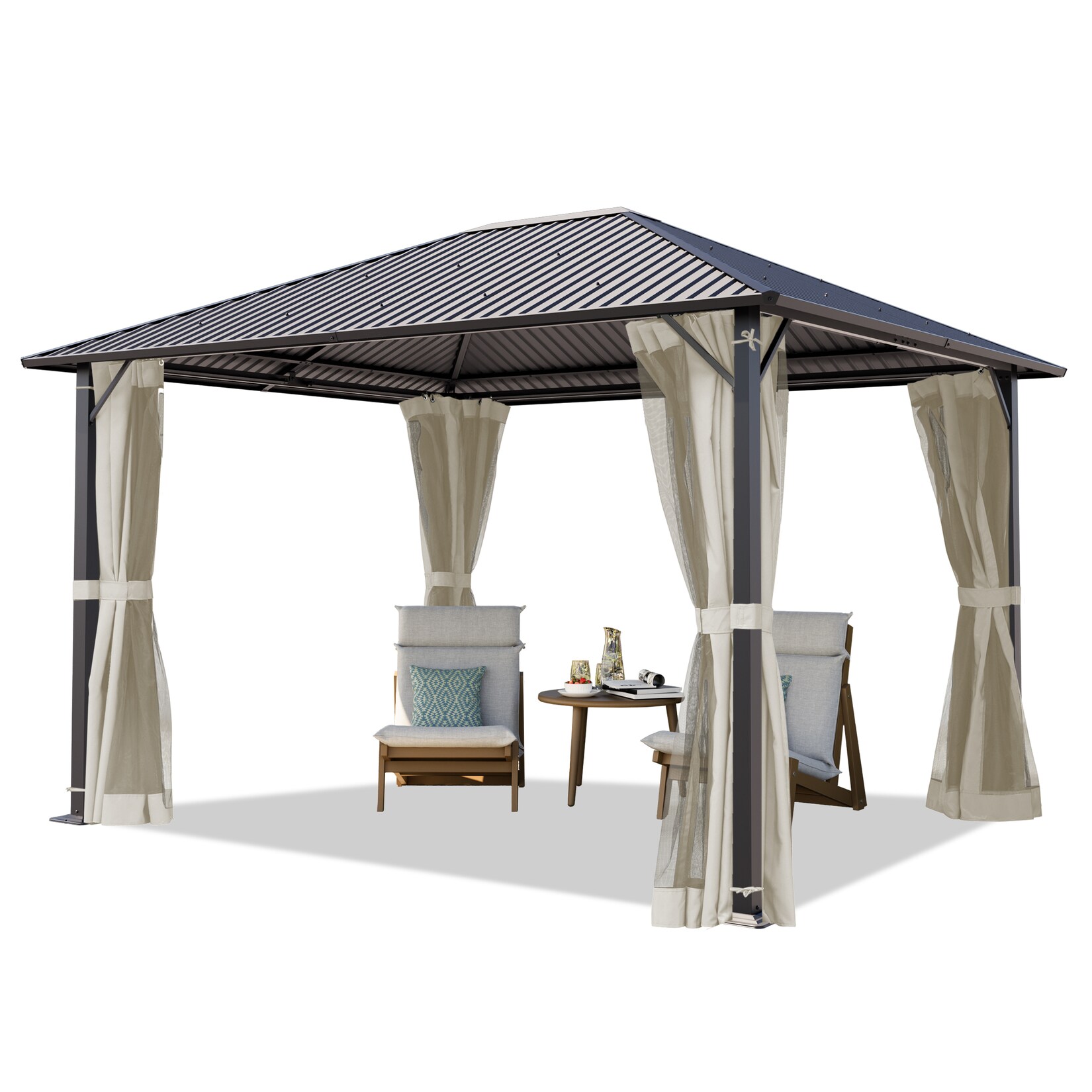 Gartenpavillon Moonlight Superior, inkl. 4 Seitenteile 3x3.65 m Cream