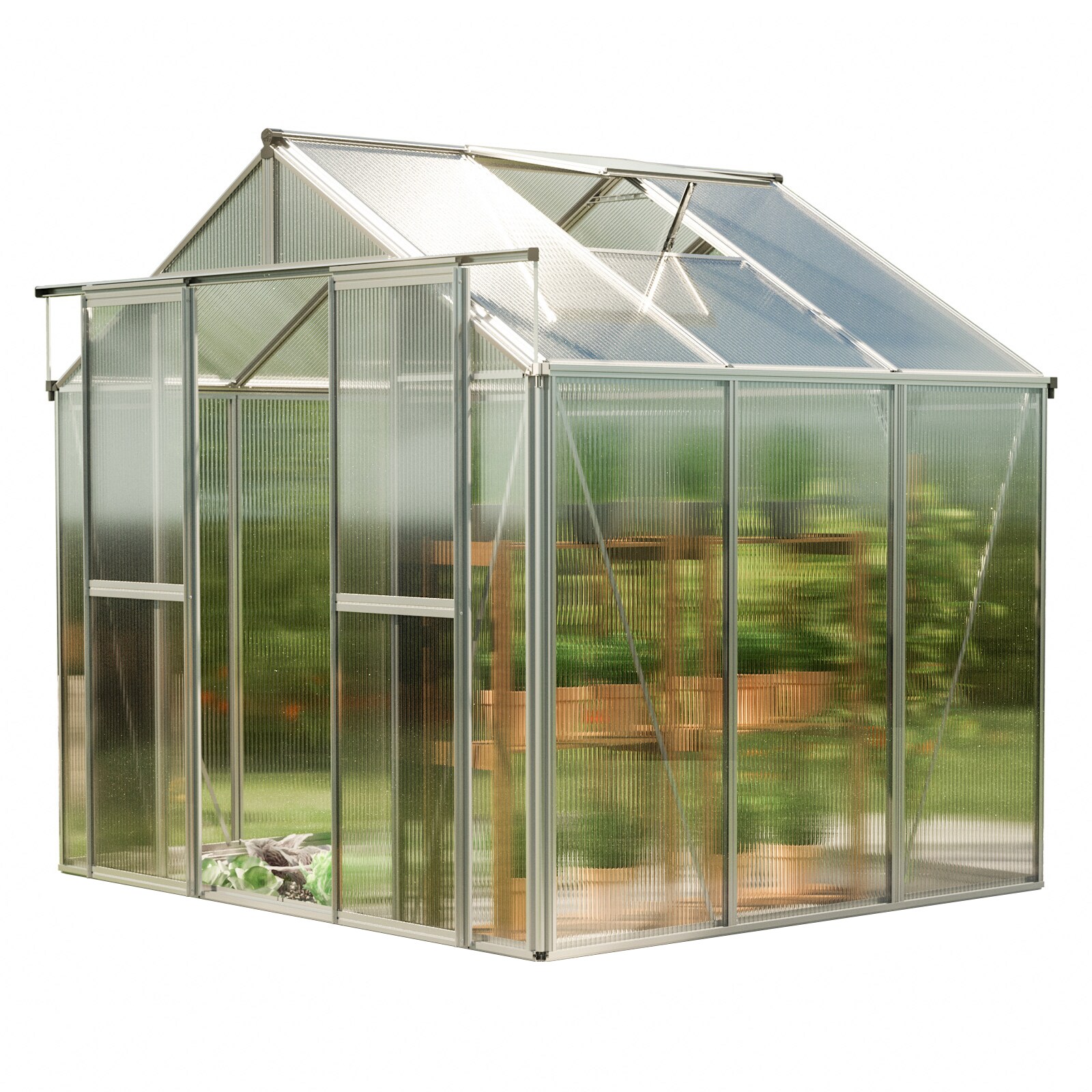 GFP Gew&auml;chshaus mit Aluminium-Rahmen & 6 mm Doppelstegplatten 225 x 133 x 213 cm 