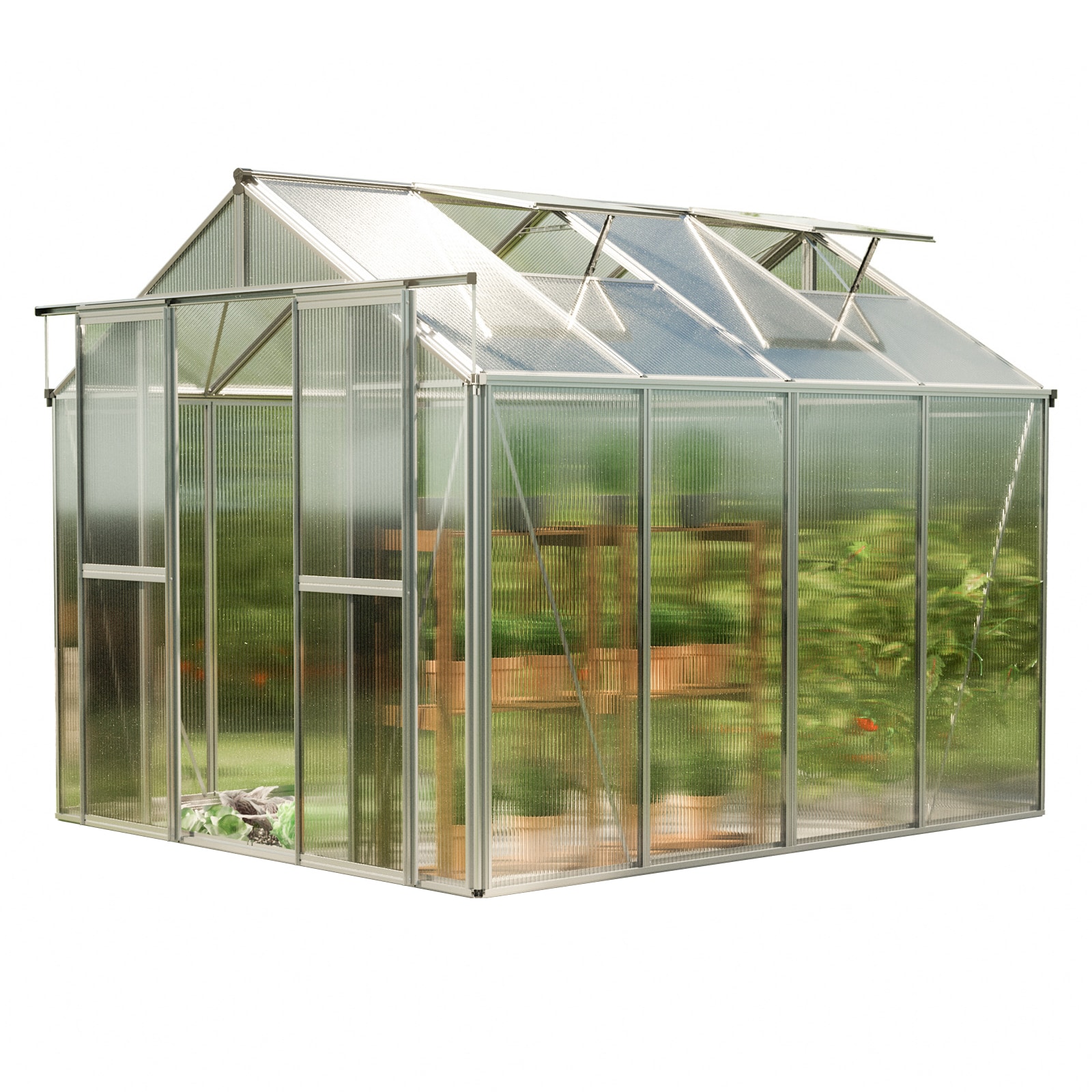 GFP Gew&auml;chshaus mit Aluminium-Rahmen & 8 mm Doppelstegplatten 225 x 322 x 213 cm 