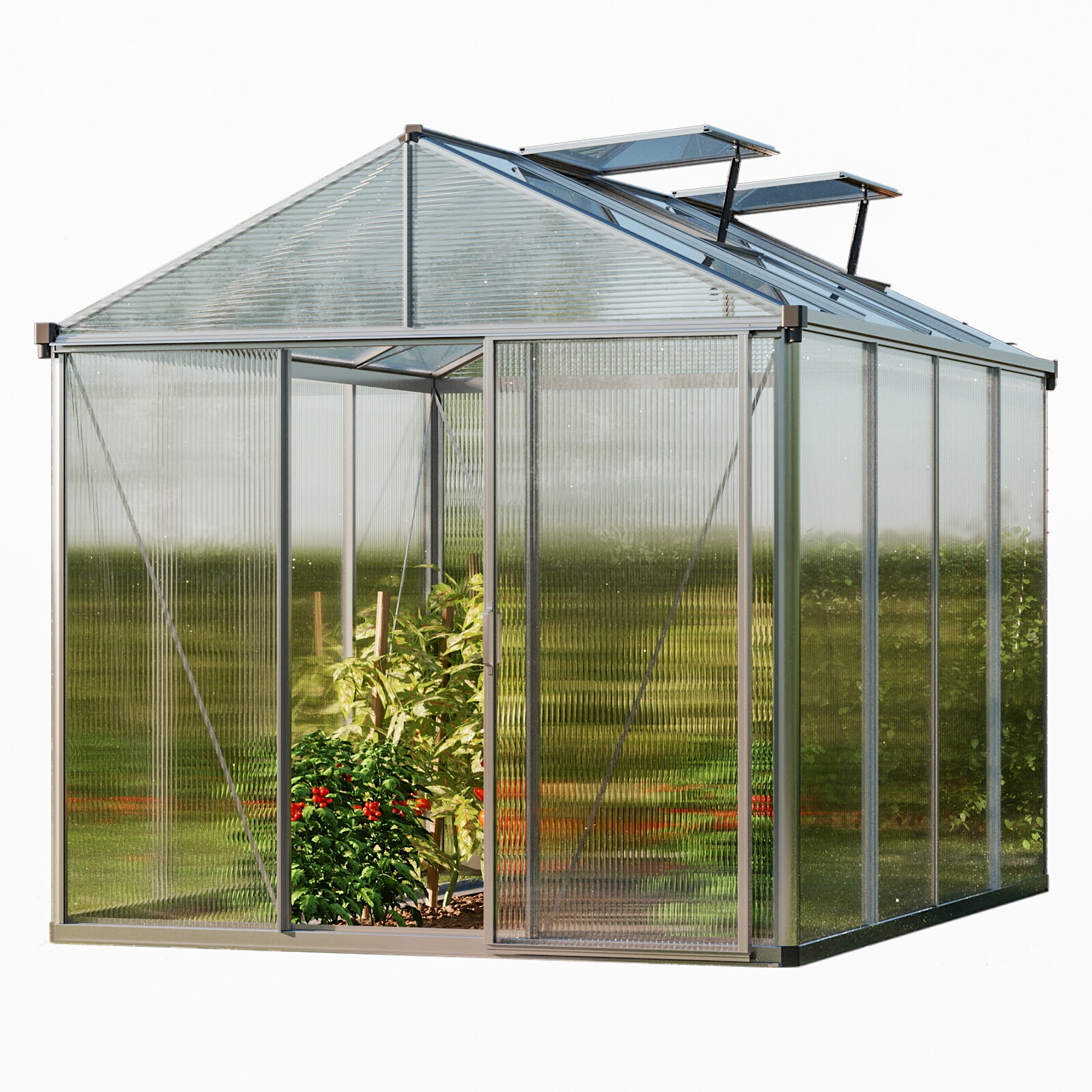 GFP Gew&auml;chshaus Premium 22 aus Alu - 222x294 cm - 10 mm Doppelstegplatten 