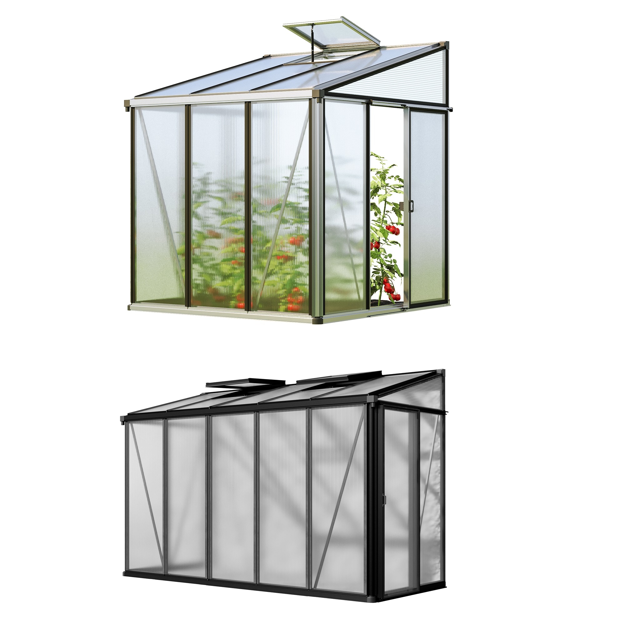 GFP Anlehngew&auml;chshaus Gew&auml;chshaus 16 mm Polycarbonatplatten 324 x 132 x 212 cm 