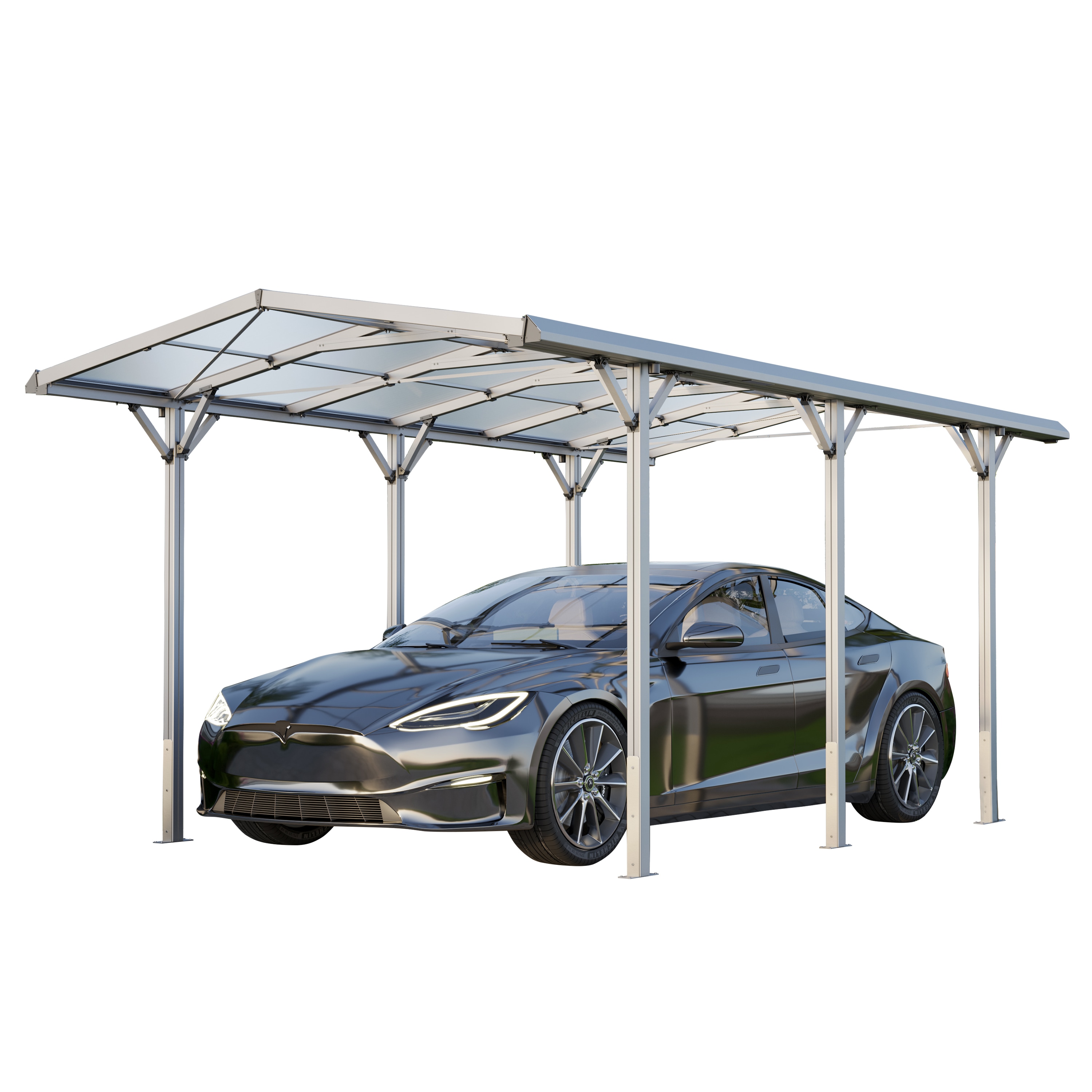GFP Carport 2,85x5,05m Auto Unterstand Aluminium eloxiert inkl. Regenrinne 