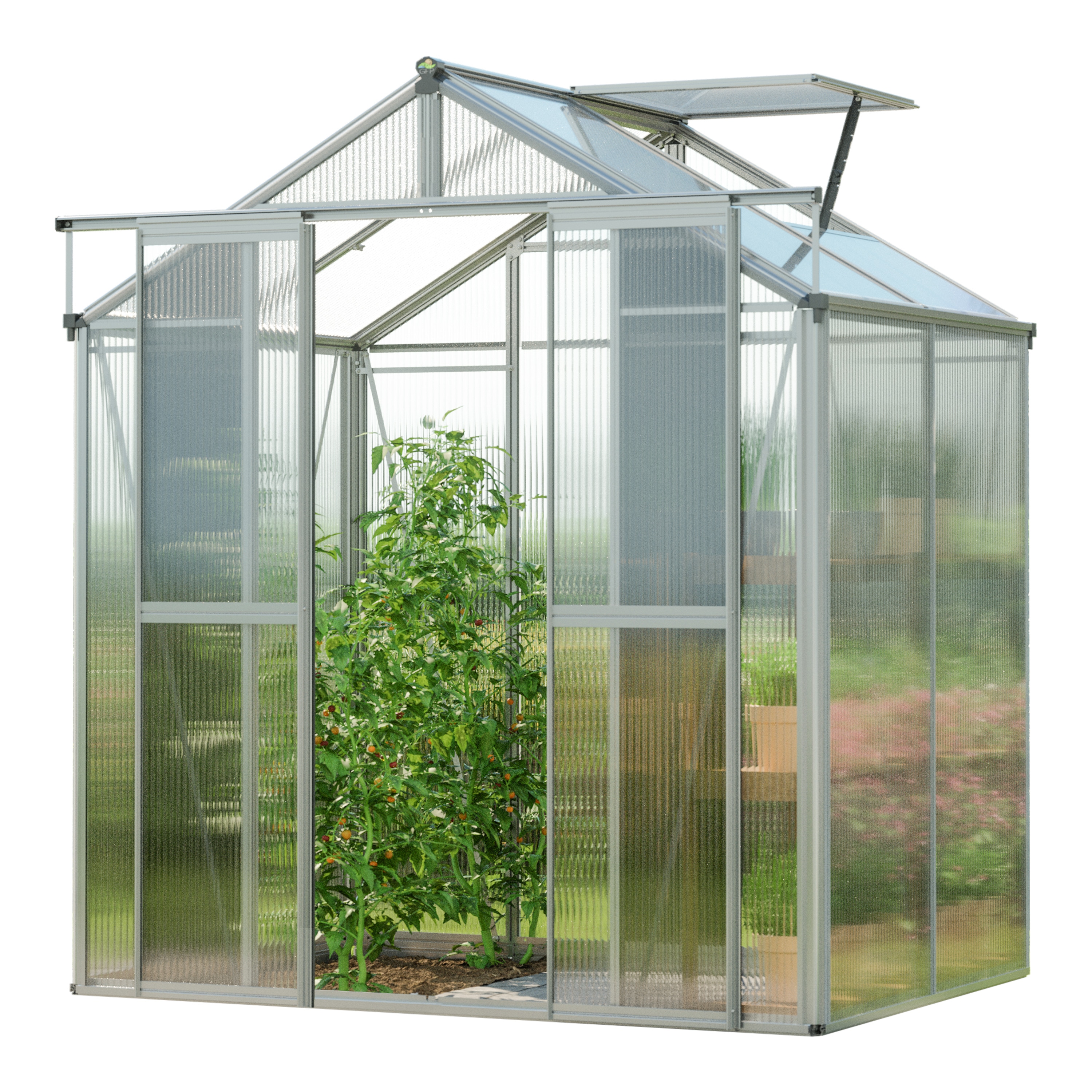 GFP Gew&auml;chshaus PICCO mit Aluminium-Rahmen und 8 mm Polycarbonatplatten 179 x 195 x 207 cm 