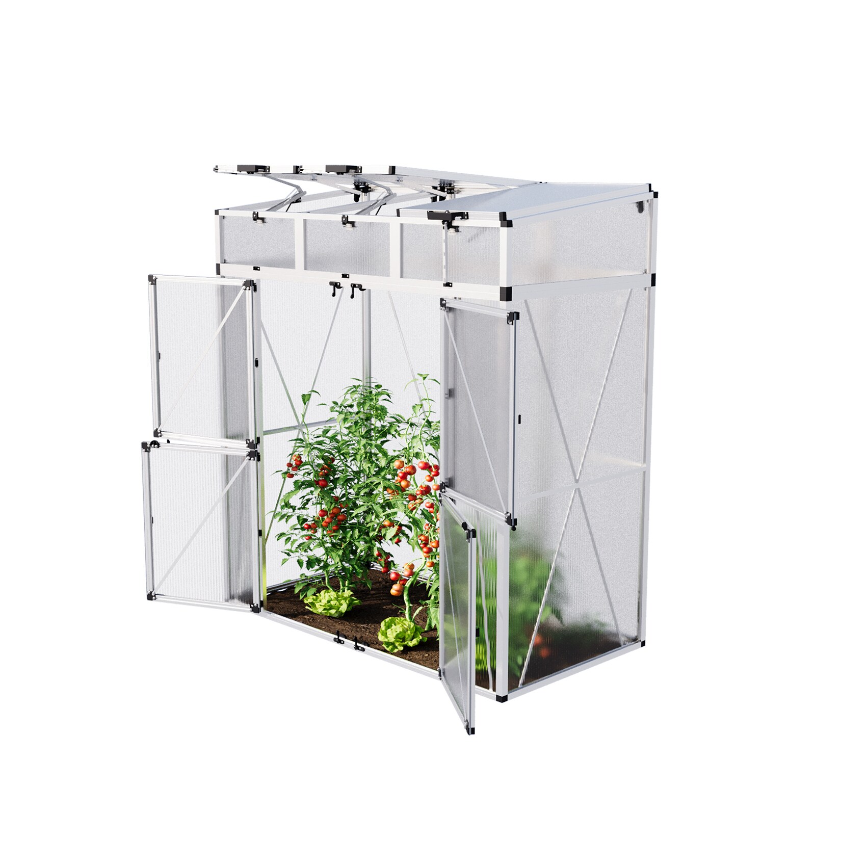 GFP Gewächshaus Tomatenhaus VANESSA 197 x 132 x 210 cm, 16 mm wärmedämmende Polycarbonatplatten