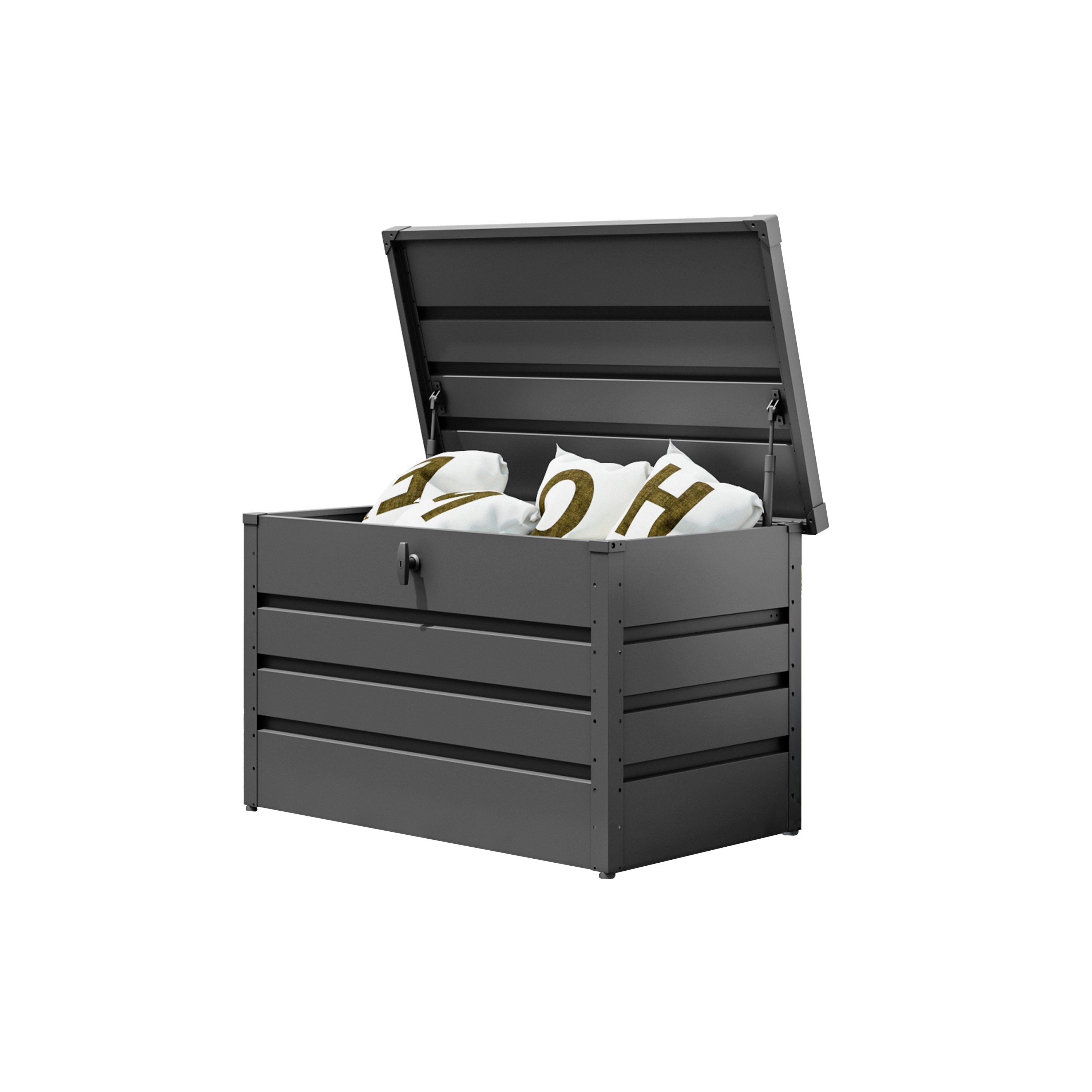 GFP Primeyard Gartenbox BRIAN Aufbewahrungsbox Auflagenbox Gartentruhe Metall, anthrazit 102x61x61 cm 