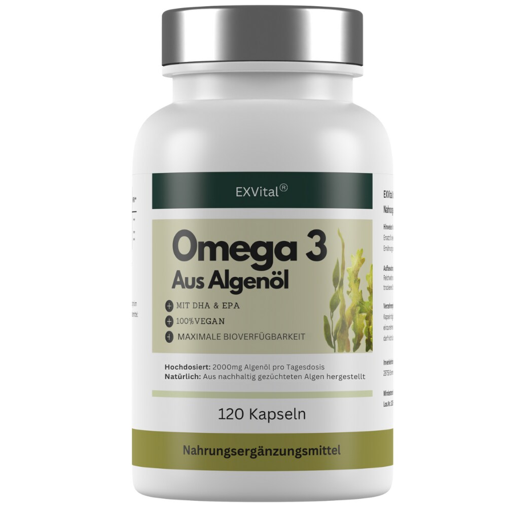 ® Omega 3 Kapseln aus Algenöl, 2000 mg DHA & EPA, 120 Kapseln
