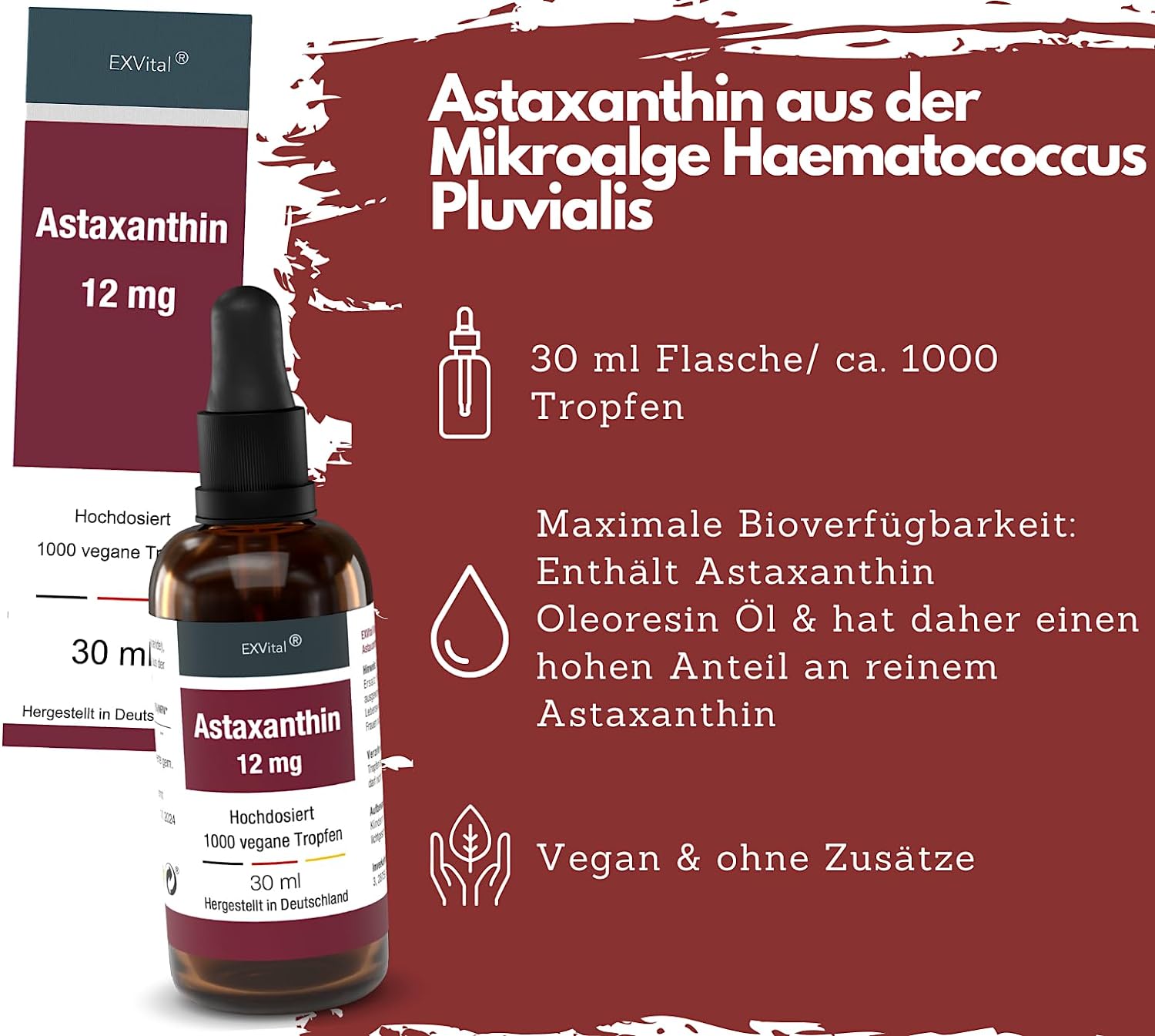 EXVital&reg; Bio Astaxanthin Tropfen, hochdosiert, 30 ml 