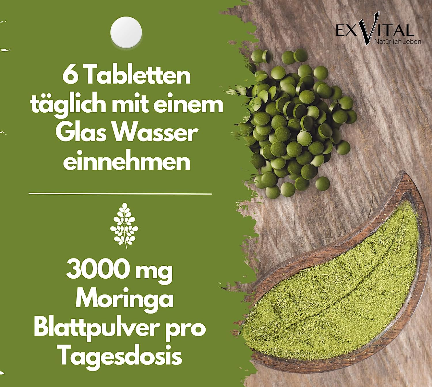 EXVital&reg; BIO Moringa Tabletten, 3000mg Moringa Oleifera, 180 Tabletten 