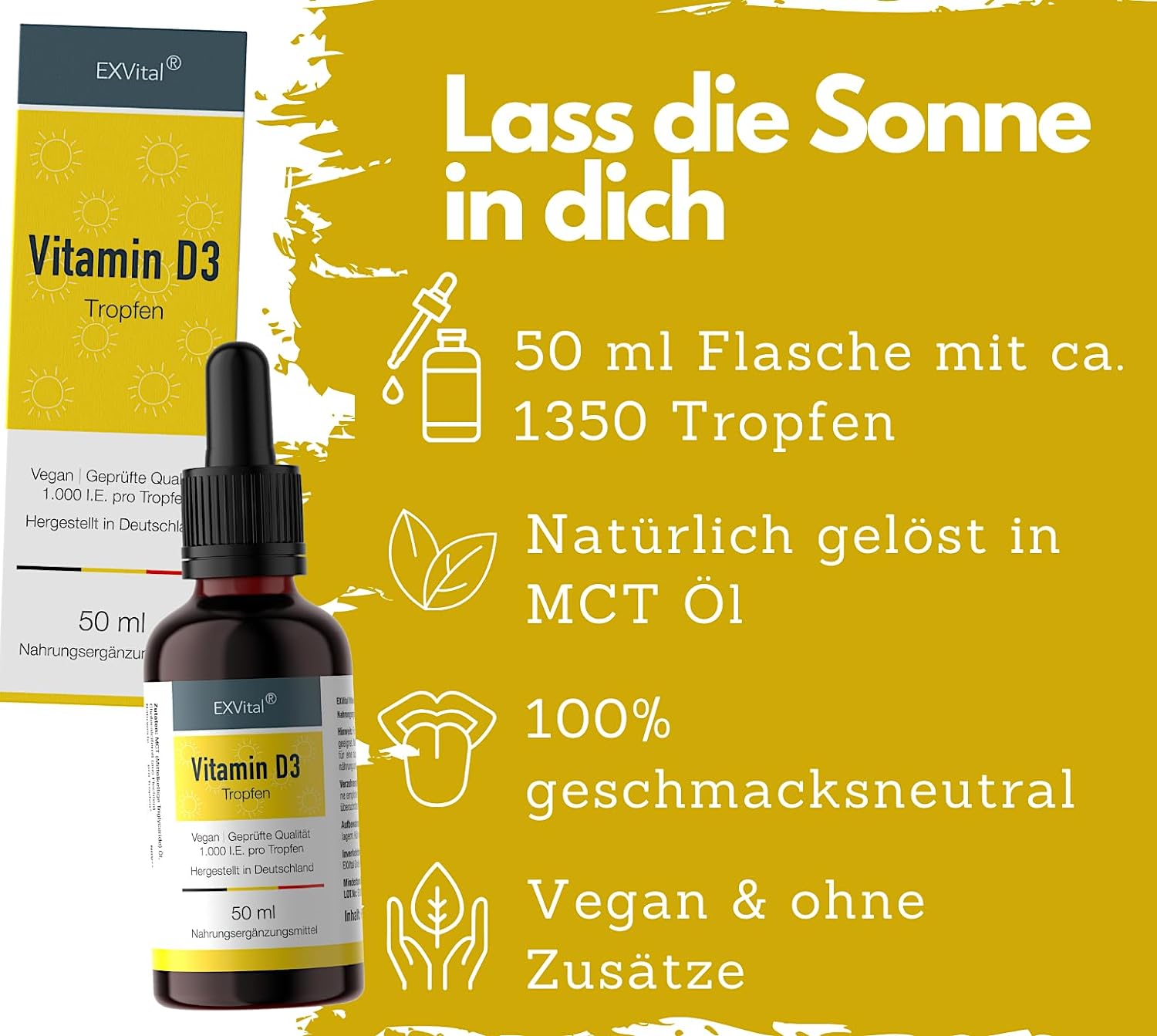 EXVital&reg; Vitamin D3 Tropfen, hochdosiert, 50 ml 