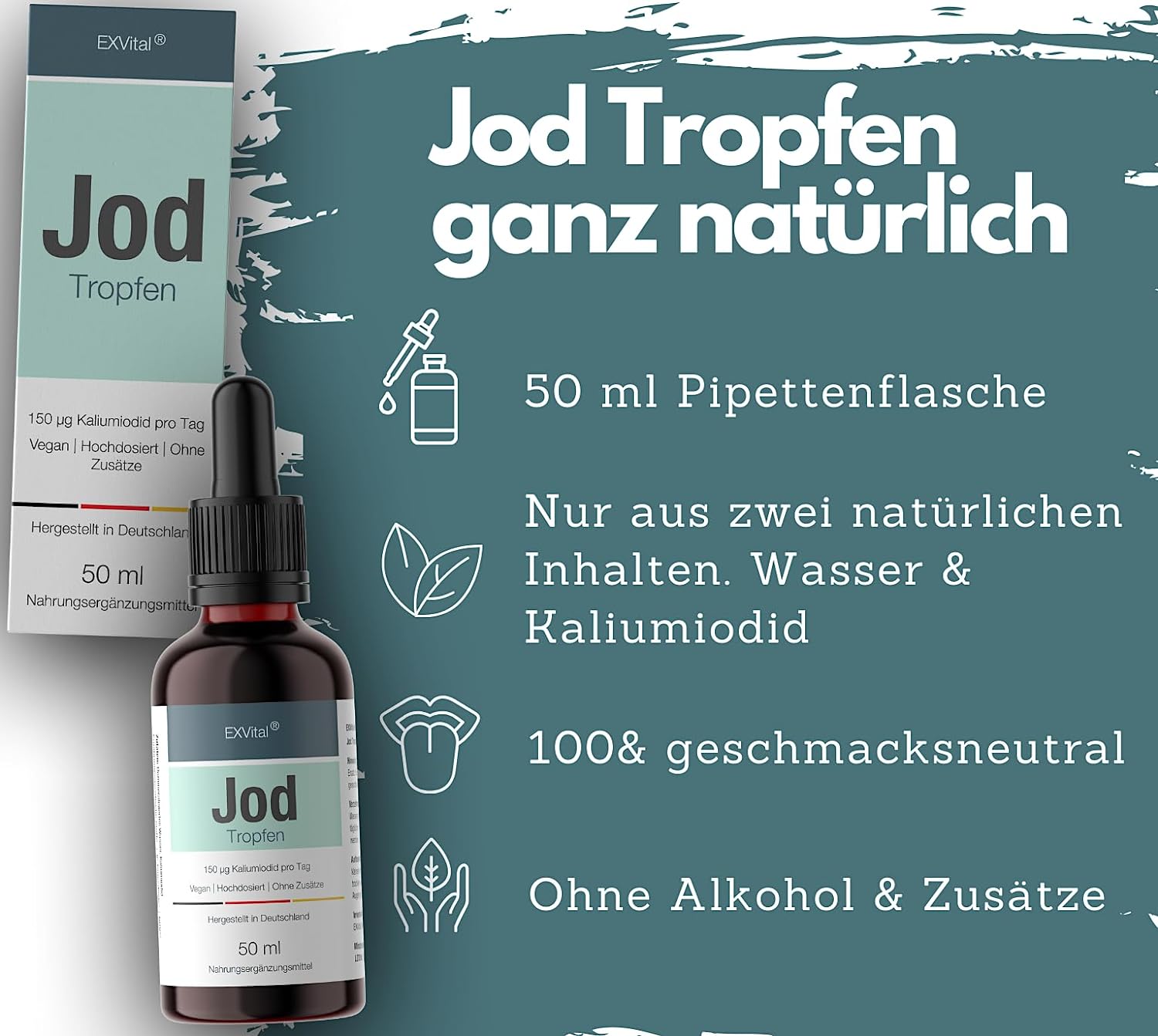 EXVital&reg; Jod Tropfen, hochdosiertes Kaliumiodid, 50 ml 