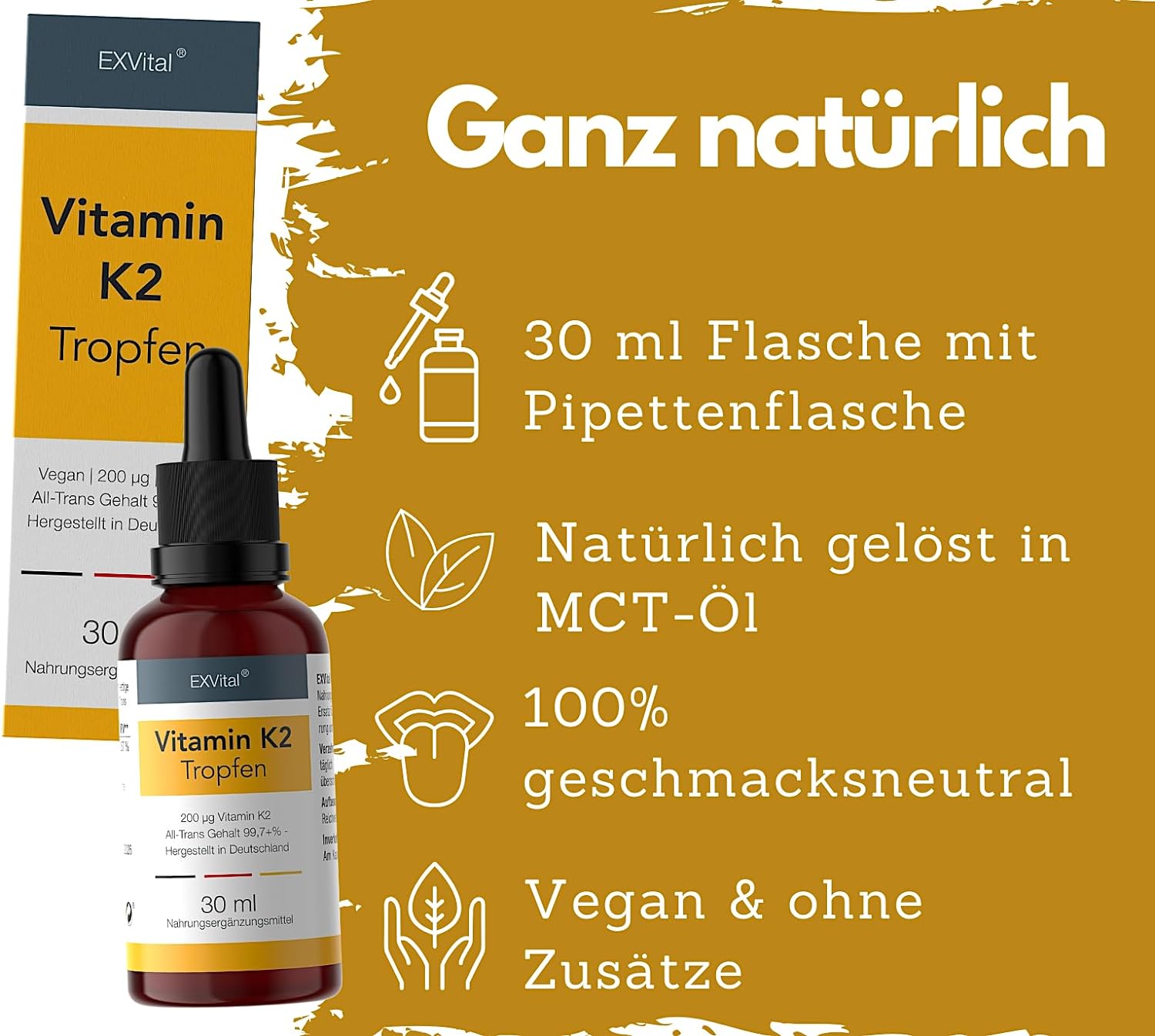 EXVital&reg; Vitamin K2 Tropfen, Menaquinon MK-7 all-trans-Vitamin, 30 ml 