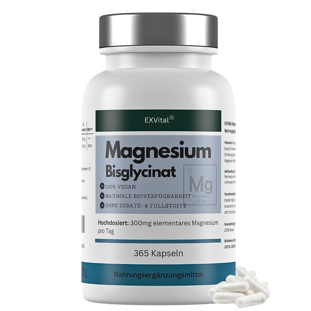 EXVital&reg; Magnesiumbisglycinat, hochdosiert, 365 Kapseln 