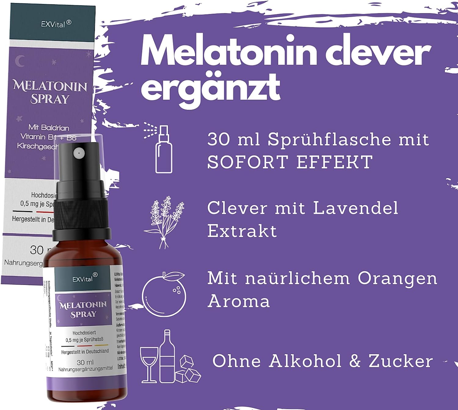 EXVital&reg; Melatonin Schlafspray mit Baldrian, 30 ml 