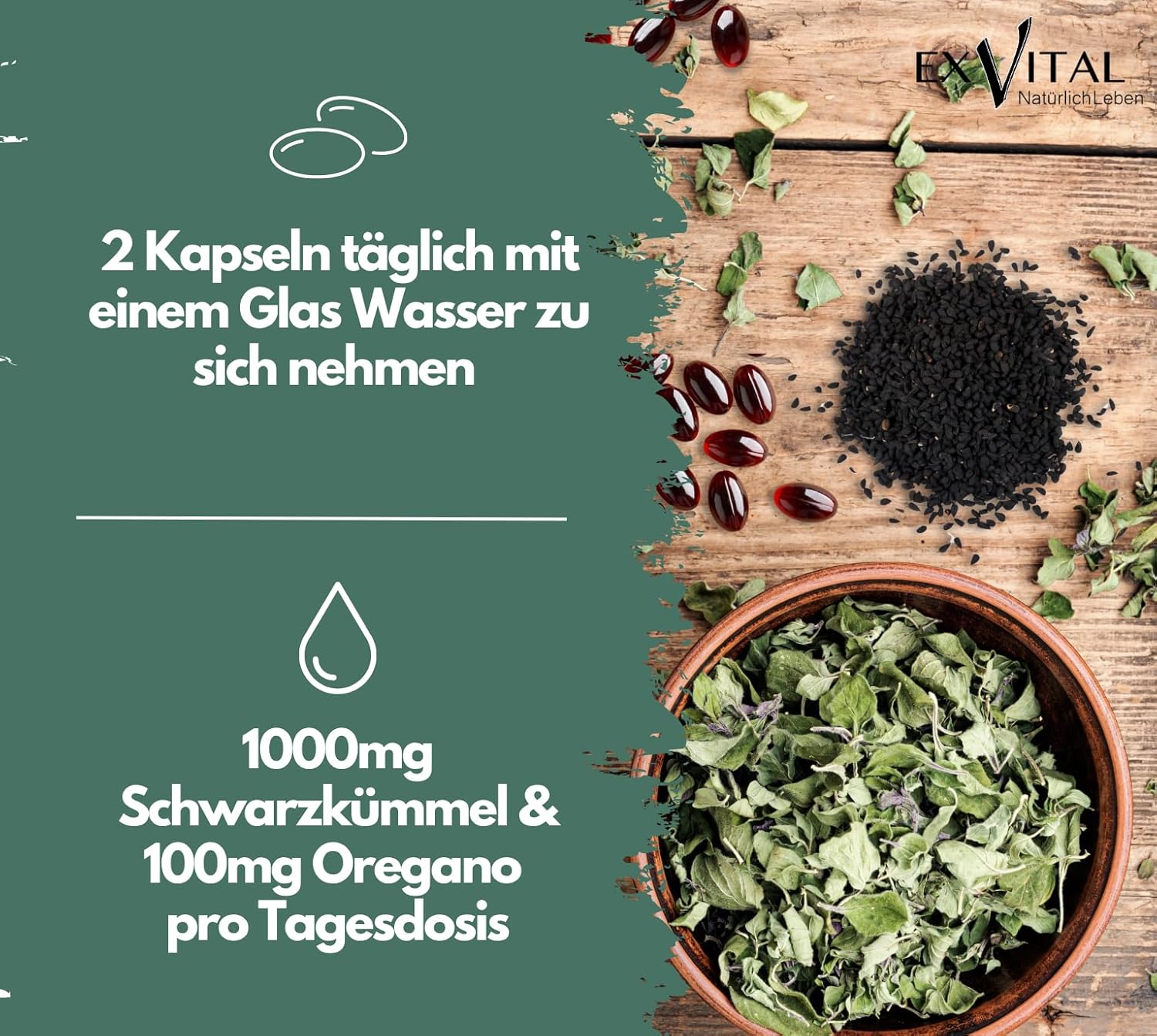 EXVital&reg; Oregano- Schwarzk&uuml;mmel&ouml;l Komplex, 180 Kapseln 