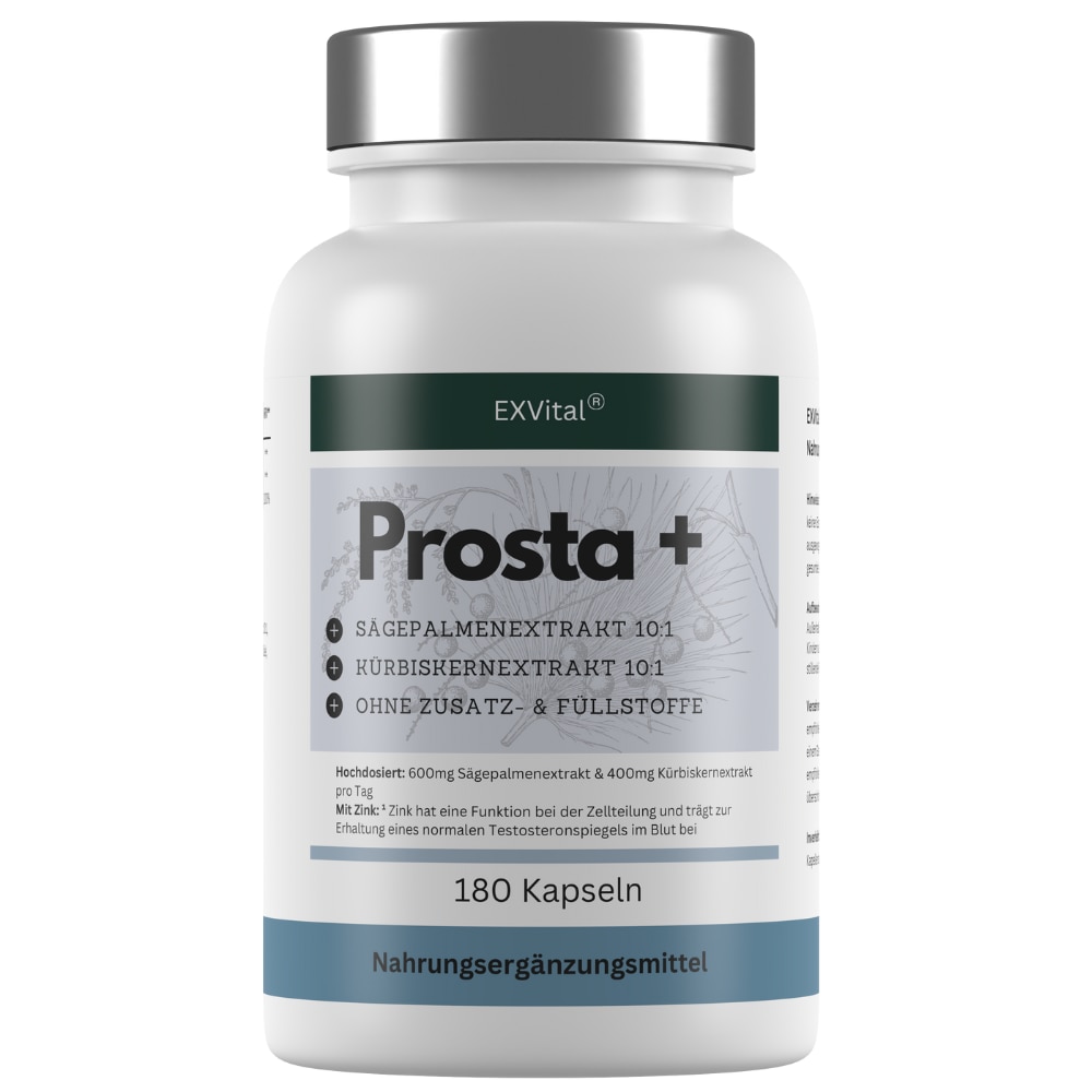 EXVital&reg; Prosta+ Kapseln mit S&auml;gepalmen-, K&uuml;rbiskernextrakt & Zink, 180 Kapseln 