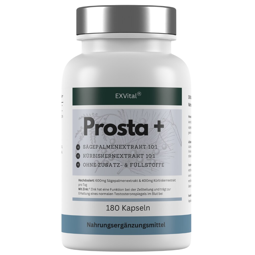 ® Prosta+ Kapseln mit Sägepalmen-, Kürbiskernextrakt & Zink, 180 Kapseln