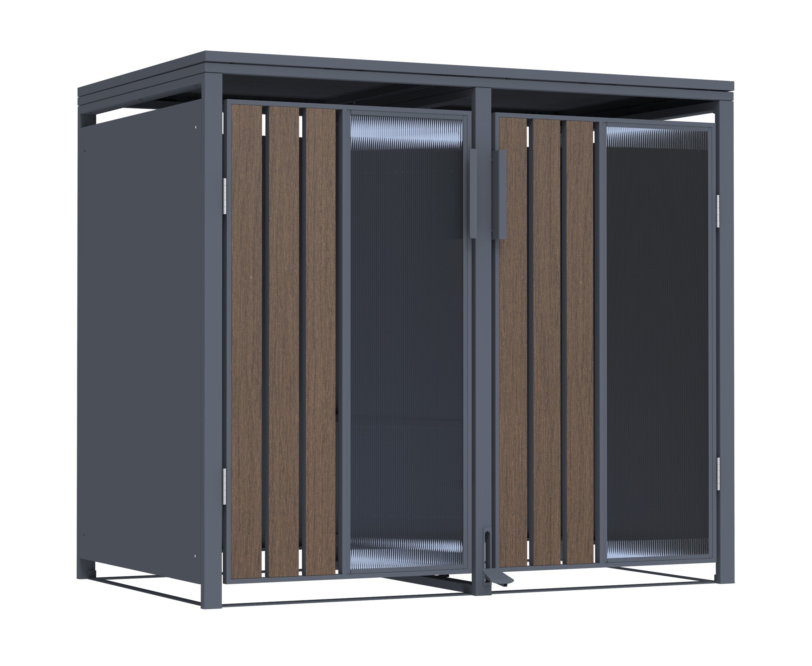 M&uuml;lltonnenbox Holzoptik mit Plexiglas f&uuml;r 2 M&uuml;lltonnen 240L 132x80x116cm Pedal 