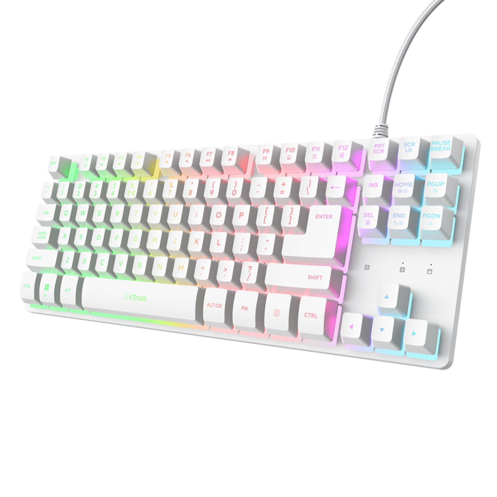 Trust GXT833PS Thado Tastatur mit TKL-Beleuchtung, Wei&szlig; DE Gaming-Tastatur (Gaming, Kabel, USB-Anschluss, PC, Laptop, PS4, Xbox One, Nintendo Switch, PS5) 