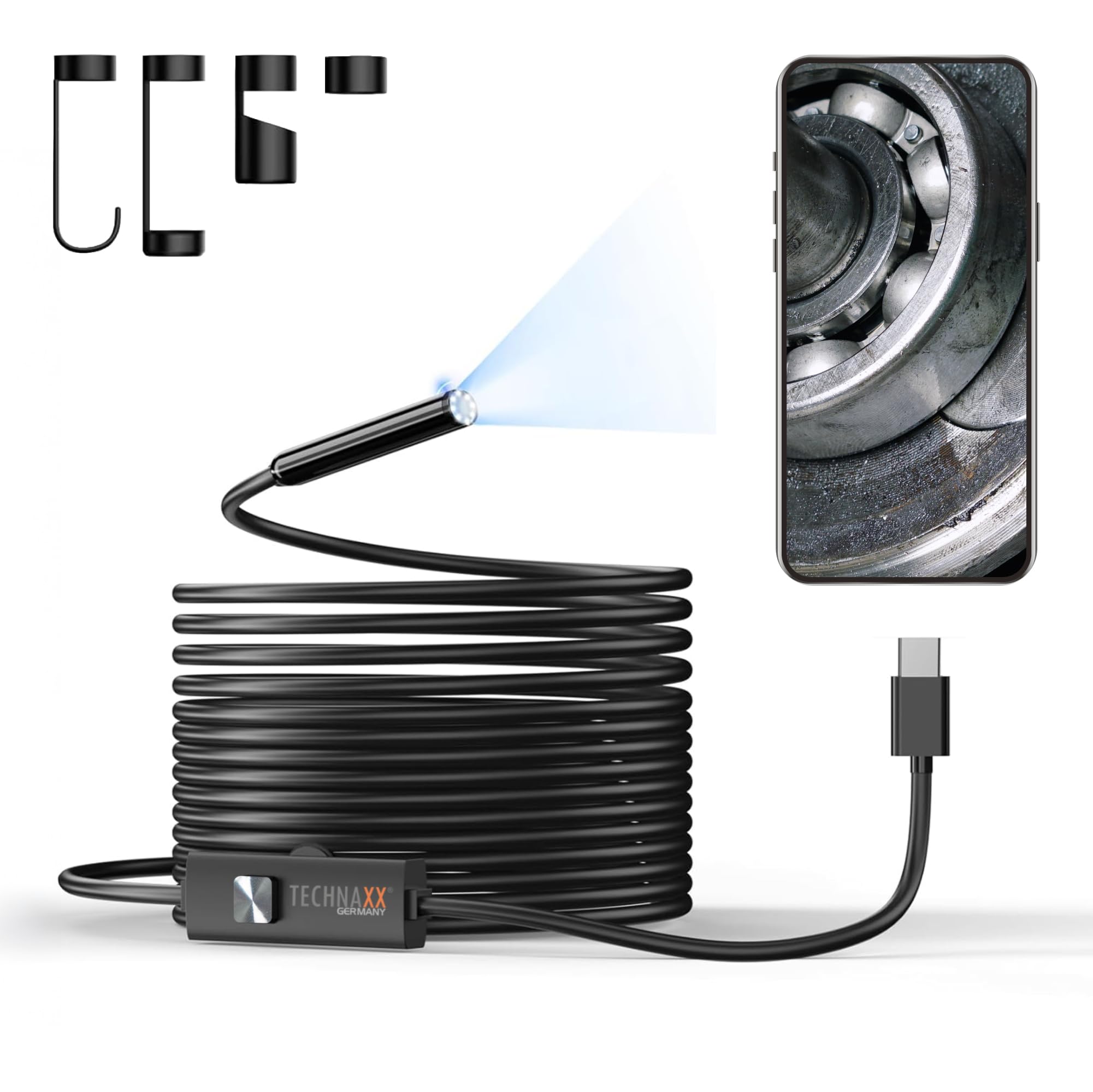 TECHNAXX USB-C Endoskopkamera mit Licht TX-386 