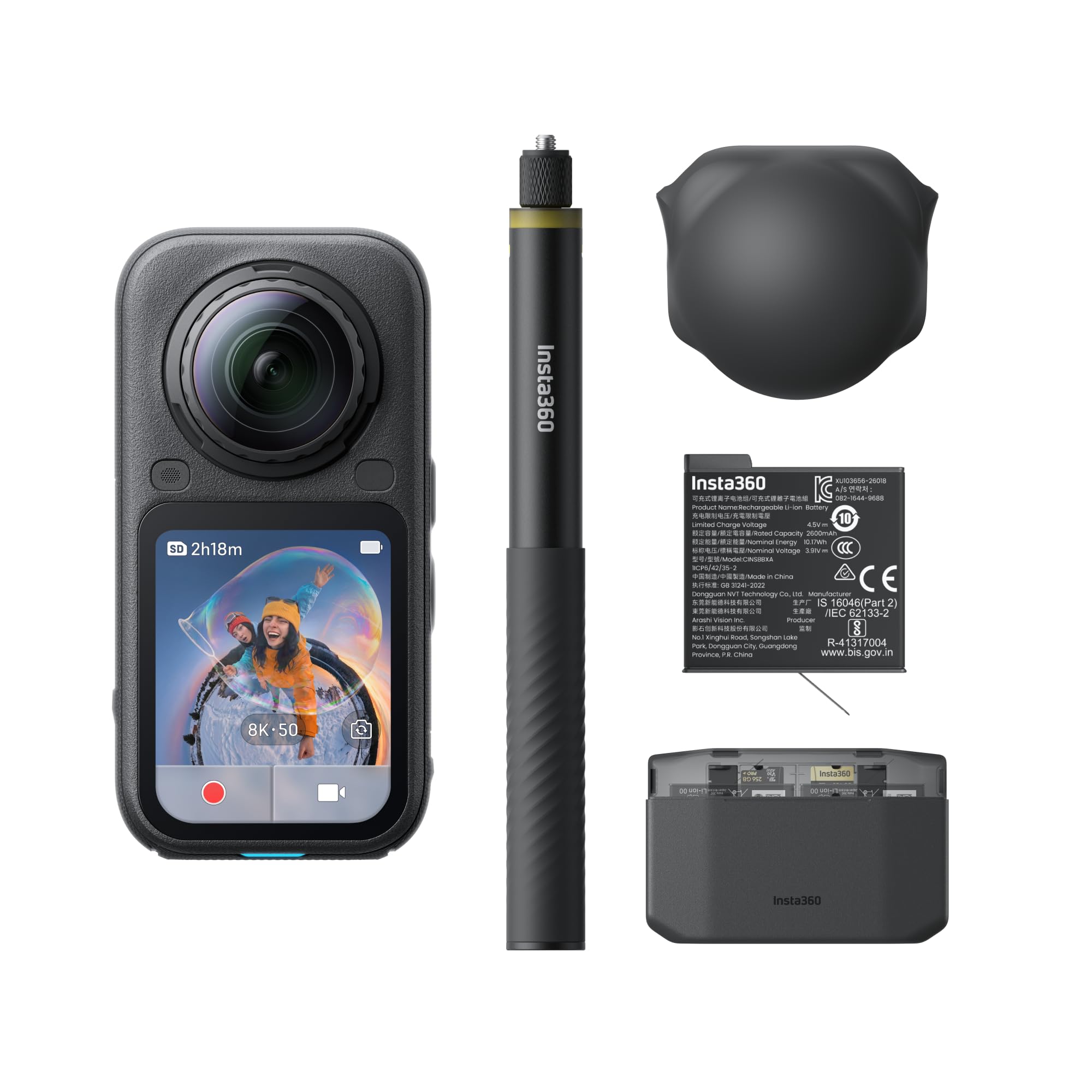 Insta360 X6 Essential Bundle Midnight Black Action Kamera (8K 360&deg;-Kamera, 120 MP 360&deg;-Fotos, 2,32 Zoll OLED-Display) 